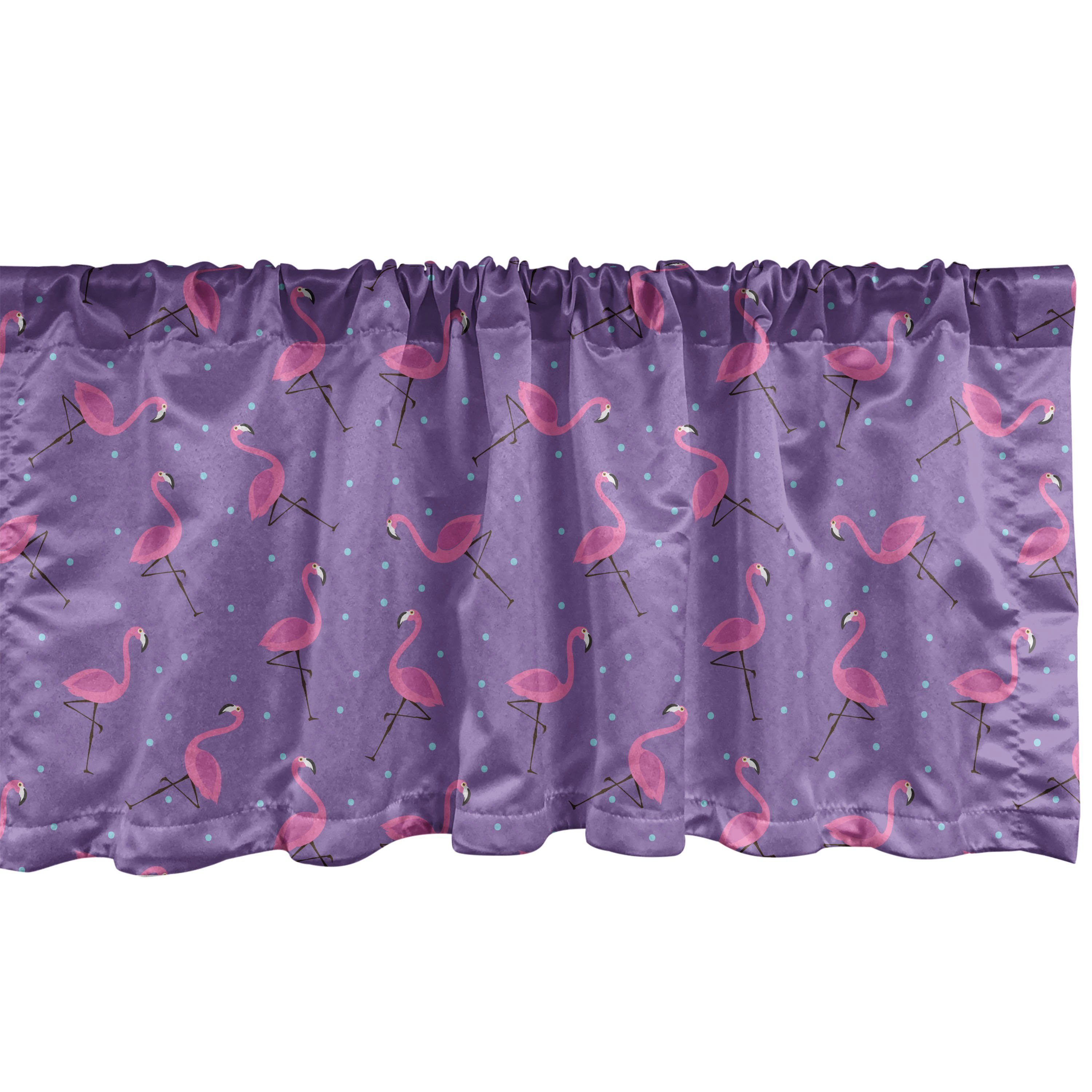 Scheibengardine Vorhang Volant für Küche Schlafzimmer Dekor mit Stangentasche, Abakuhaus, Microfaser, Flamingo Dots Vögel Kinder Mädchen