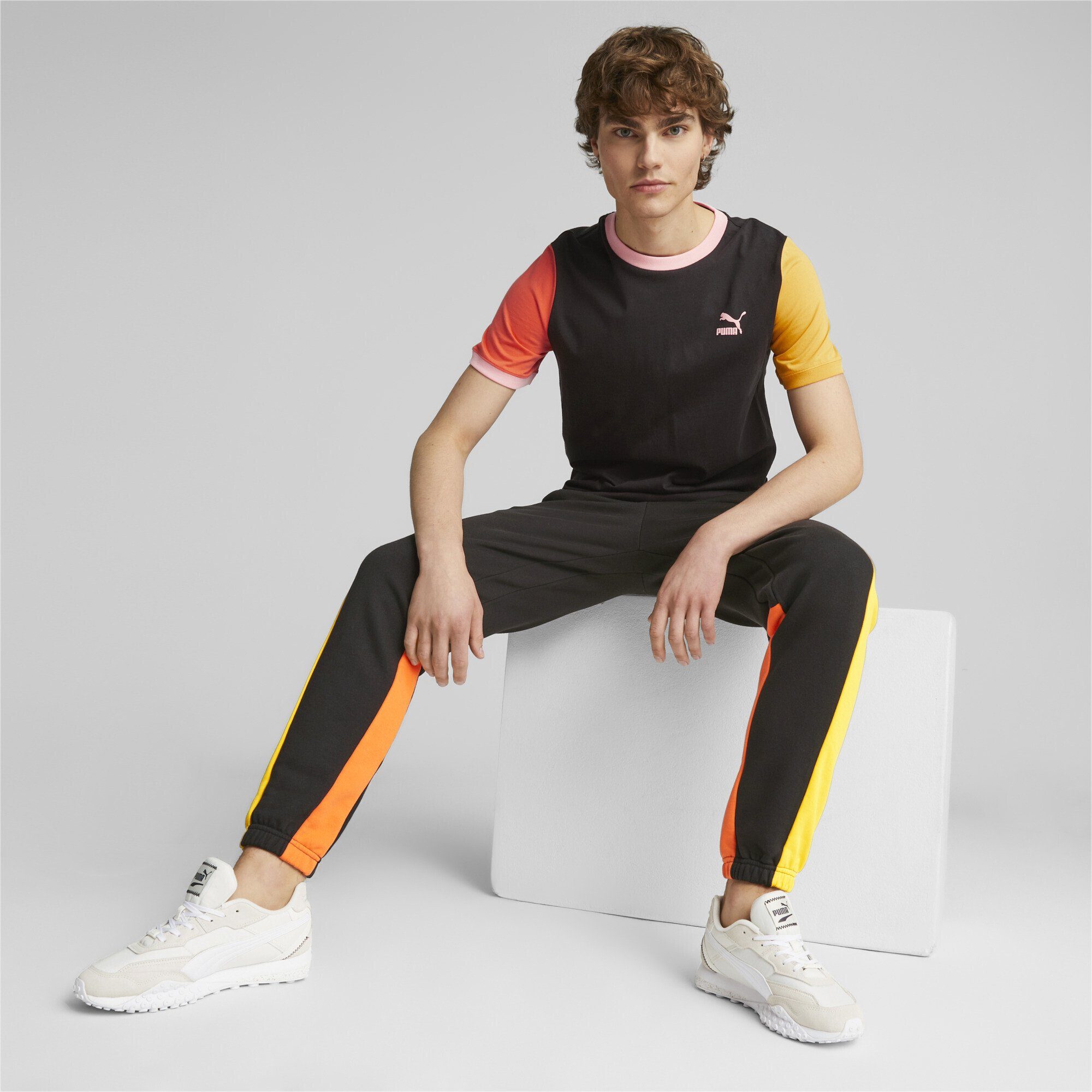 PUMA T-Shirt Classics Block Heat Black T-Shirt Herren Hot Orange