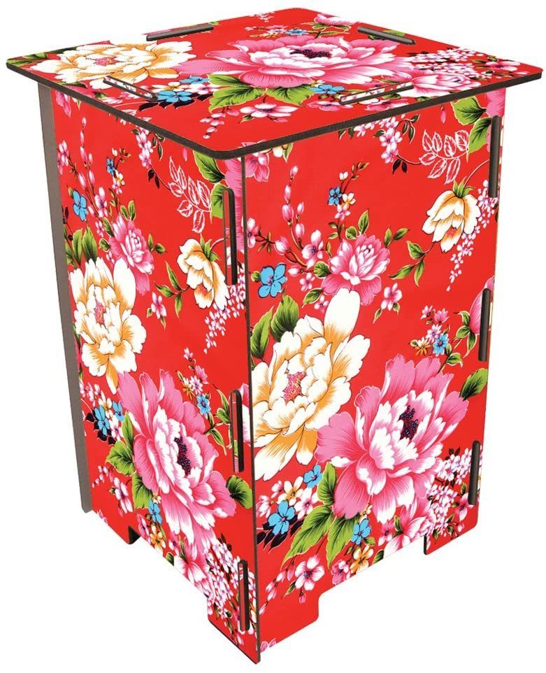 WERKHAUS® Hocker Werkhaus Hocker Kinderhocker Beistelltisch Schemel Rot Blumen SH8103