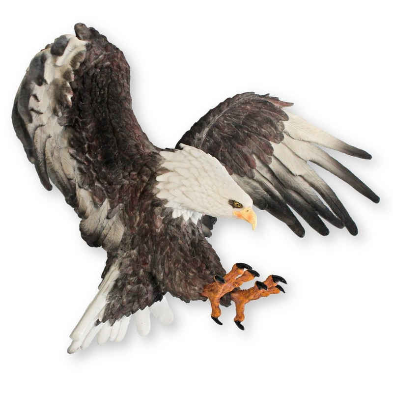 colourliving Dekofigur Adler Figur fliegend Dekofigur Adler Gartenfigur, Handbemalt, Wetterfest, Wandmontage möglich