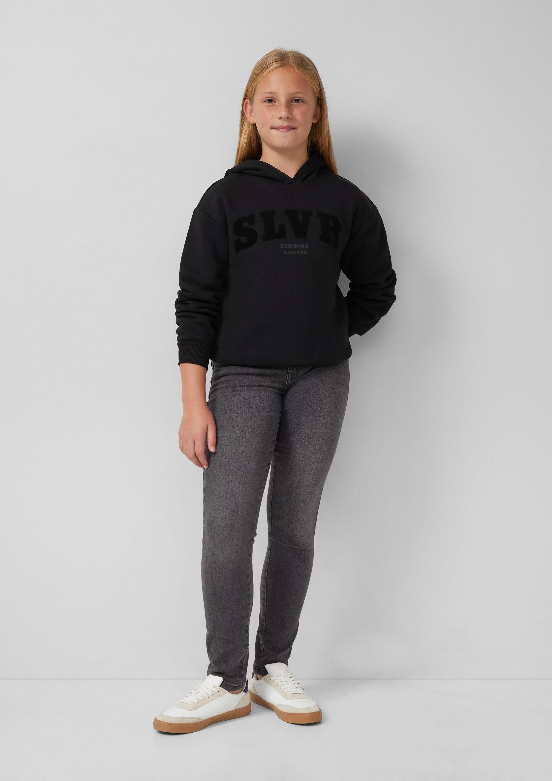 s.Oliver Sweatshirt Sweatshirt Kapuzen-Sweatshirt mit Frontprint und kuscheliger Innenseite