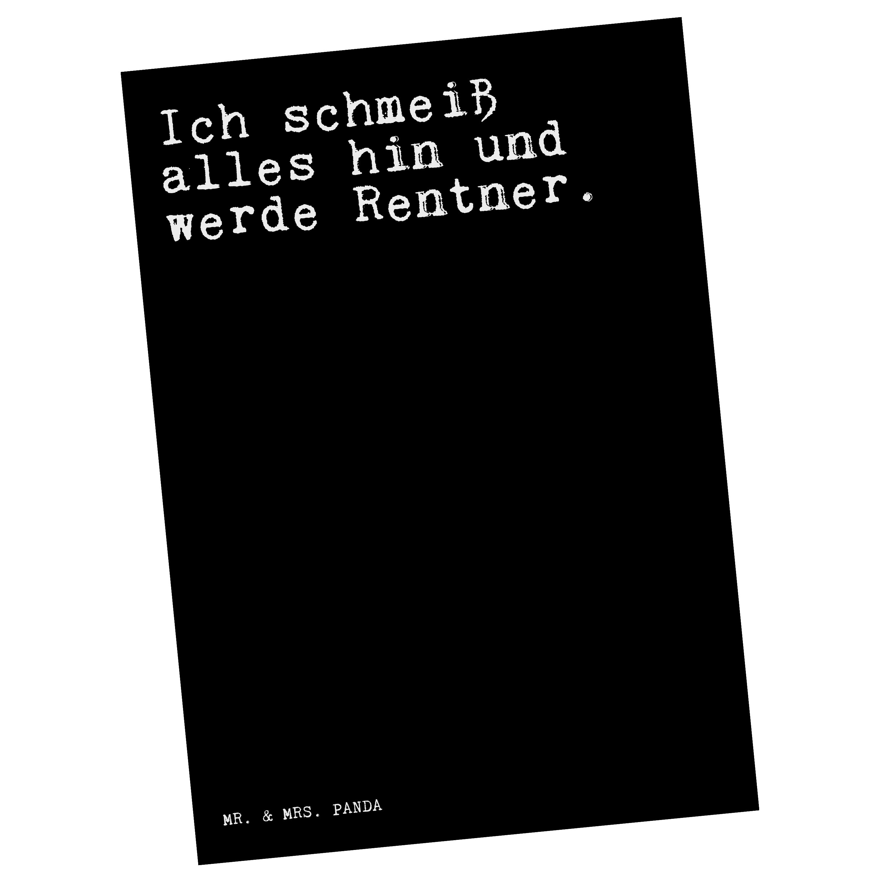 Mr. & Mrs. Panda Postkarte »Ich schmeiß alles hin... Schwarz