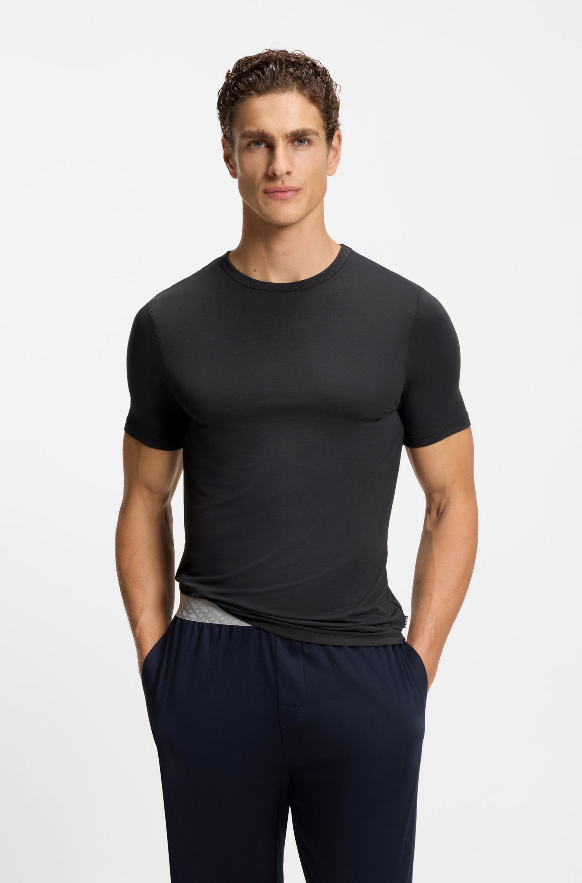 BOSS T-Shirt TShirt RN 3P Natura (3-tlg) einfarbiges T-Shirt mit Markenlabe günstig online kaufen