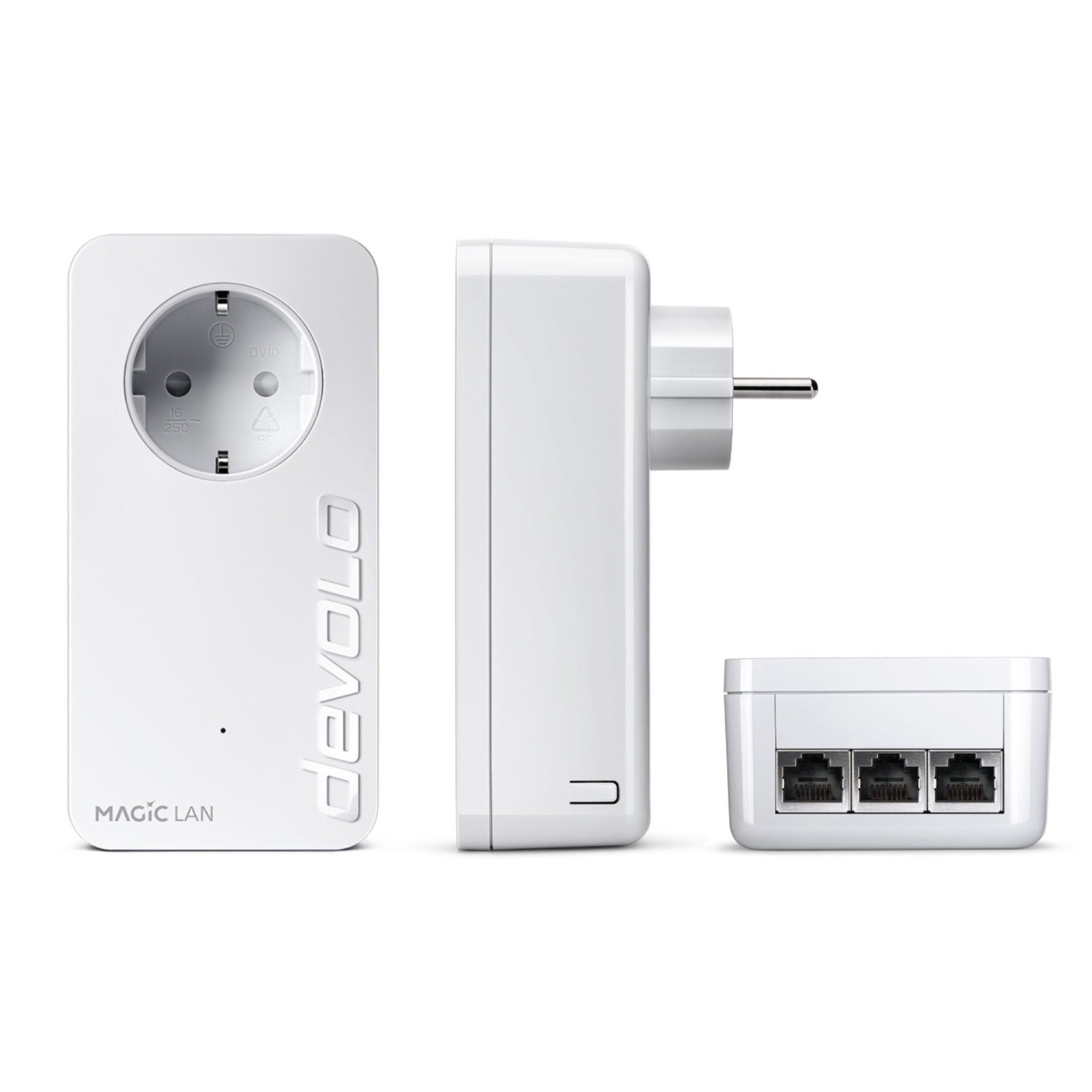 DEVOLO Magic 2 LAN triple Reichweitenverstärker, Powerline 3x Gigabit LAN Port 1x Erweiterungsadapter