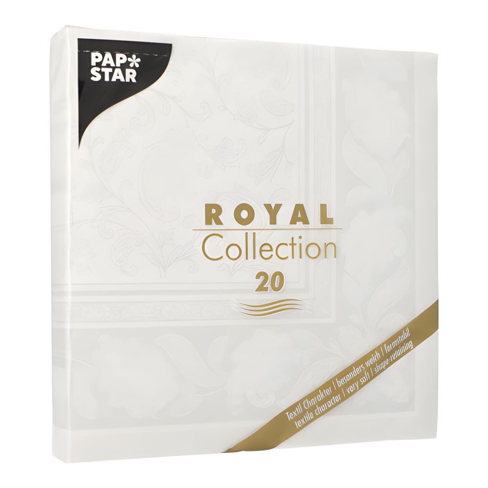 PAPSTAR Papierserviette 160 x ROYAL Collection 1/4-Falz 40 cm x 40 cm weiss Ornaments