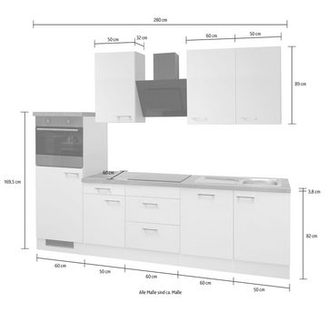Flex-Well Küchenzeile Kopenhagen, wahlweise mit E-Geräten, Gesamtbreite 280 cm