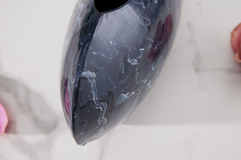 riess-ambiente Dekovase STONE 40cm schwarz Wohnaccessoire · St), · Handarbeit Marmor · Eisen (Einzelartikel, 1 · Wohnzimmer Design ·