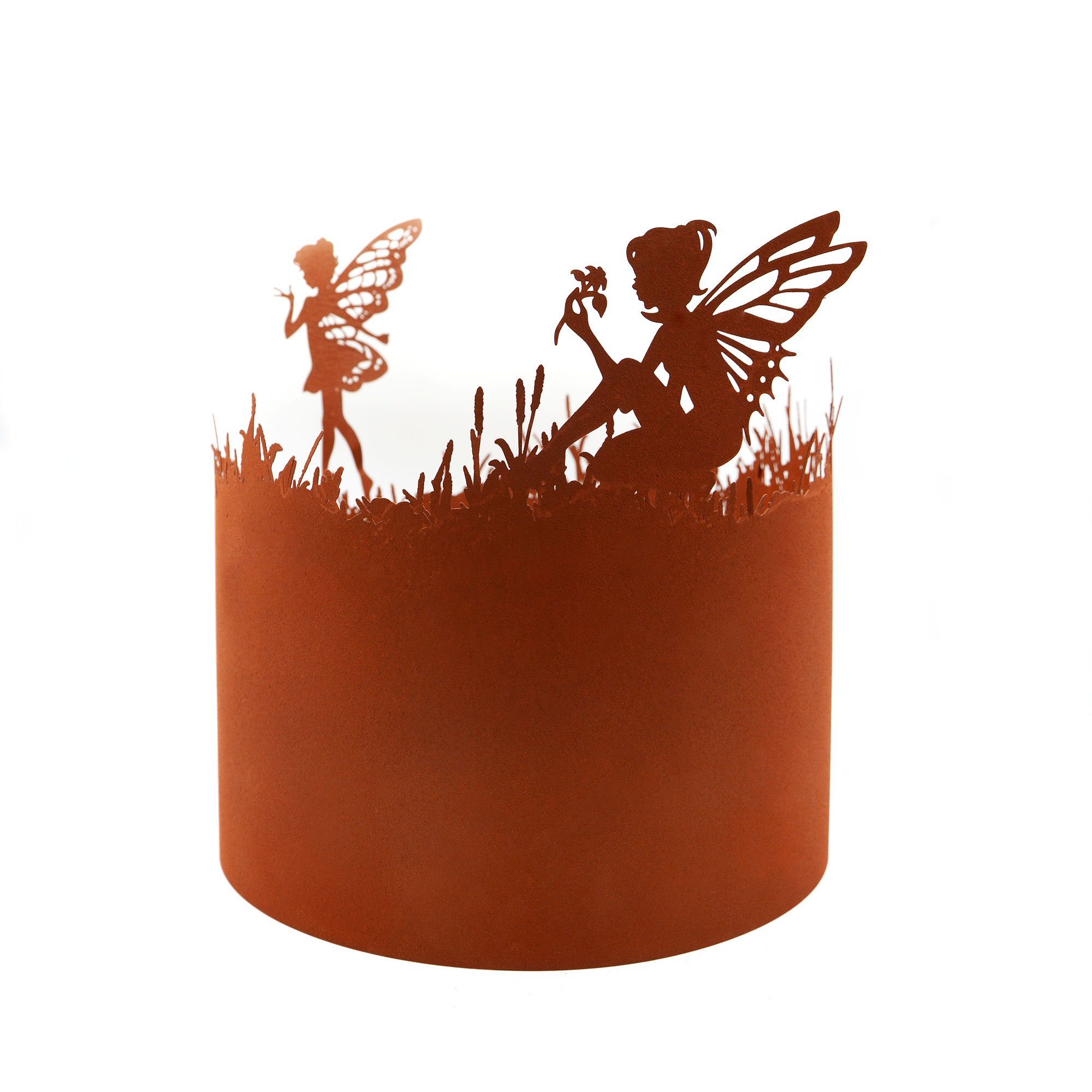 UNUS GARDEN Rasenkante Beeteinfassung Metall Rostoptik Feenmotiv Ø 28 cm Garten, 1er Set - erweiterbar, Mähkante, Beetumrandung, Rasenkante 78 x 20 cm, robust