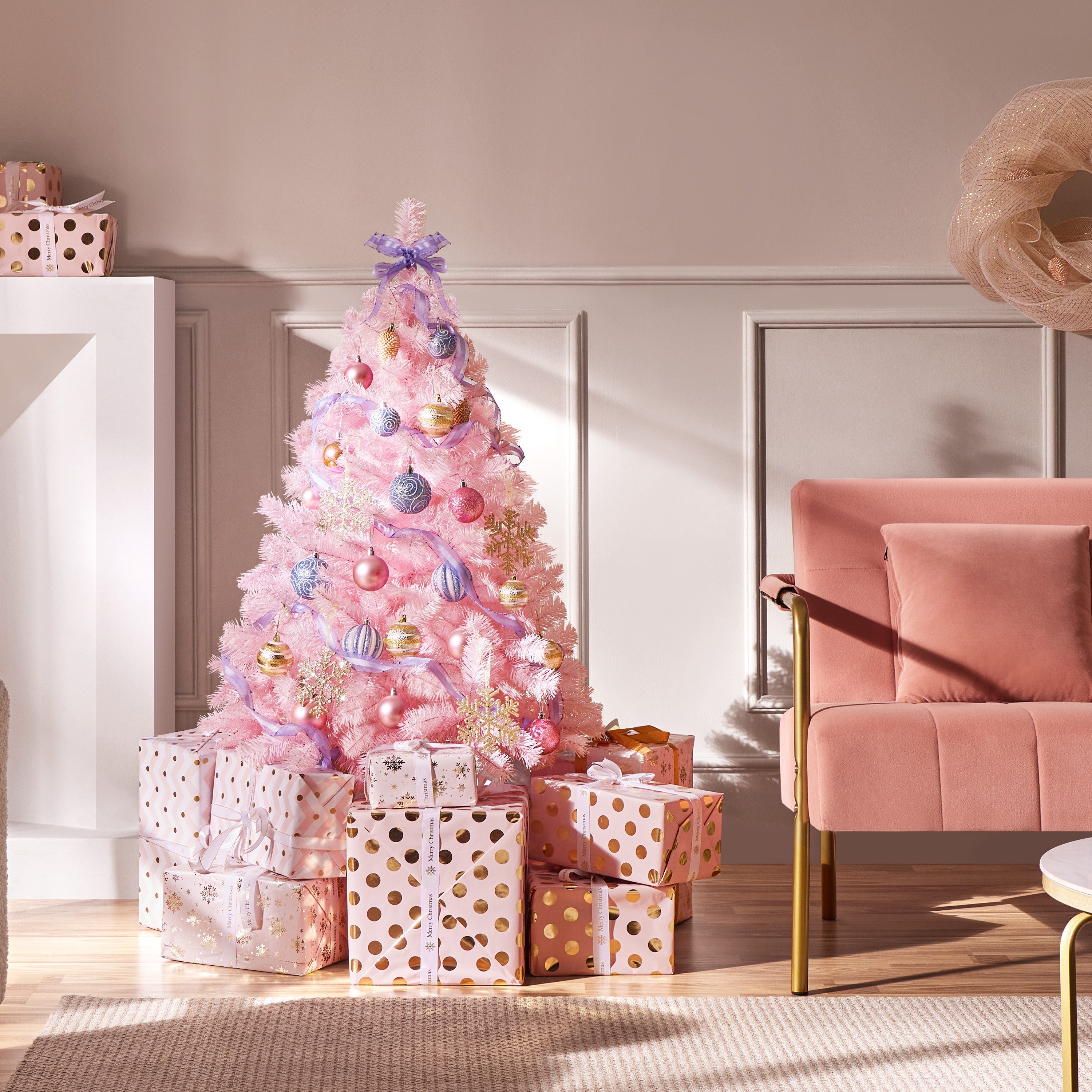 Yaheetech Künstlicher Weihnachtsbaum 61-214 cm (H), Tannenbaum, 124cm Weihnachtsbaum mit 208 Spitzen & Faltbarem Metallständer – Bild 2 von 5
