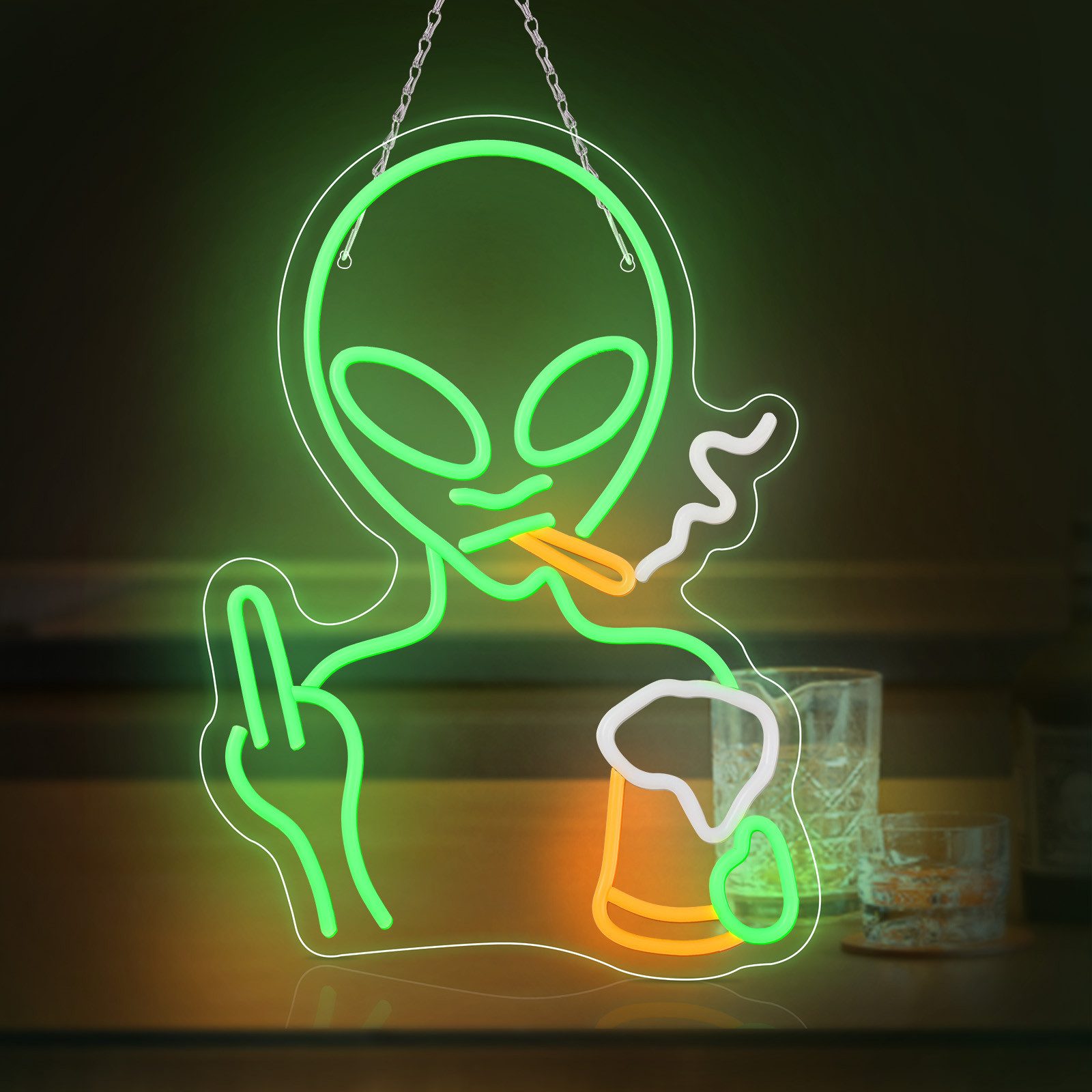 MUPOO LED Dekofigur LED Nachtlicht LED Neon Schild,Außerirdischer LED Neon günstig online kaufen