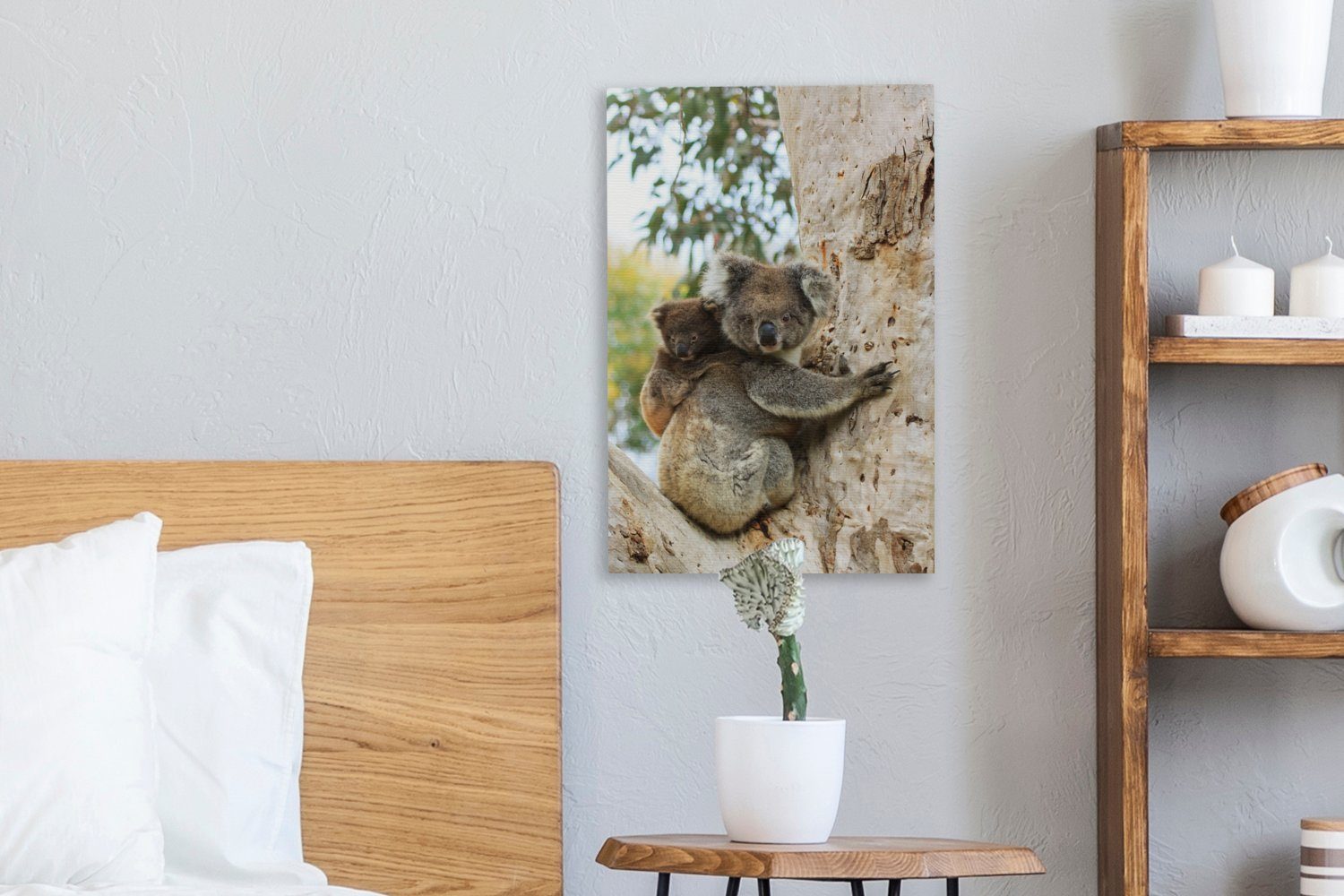 - Koala St), Zackenaufhänger, Baby OneMillionCanvasses® Leinwandbild Gemälde, Leinwandbild - (1 Eukalyptus, 20x30 bespannt cm inkl. fertig