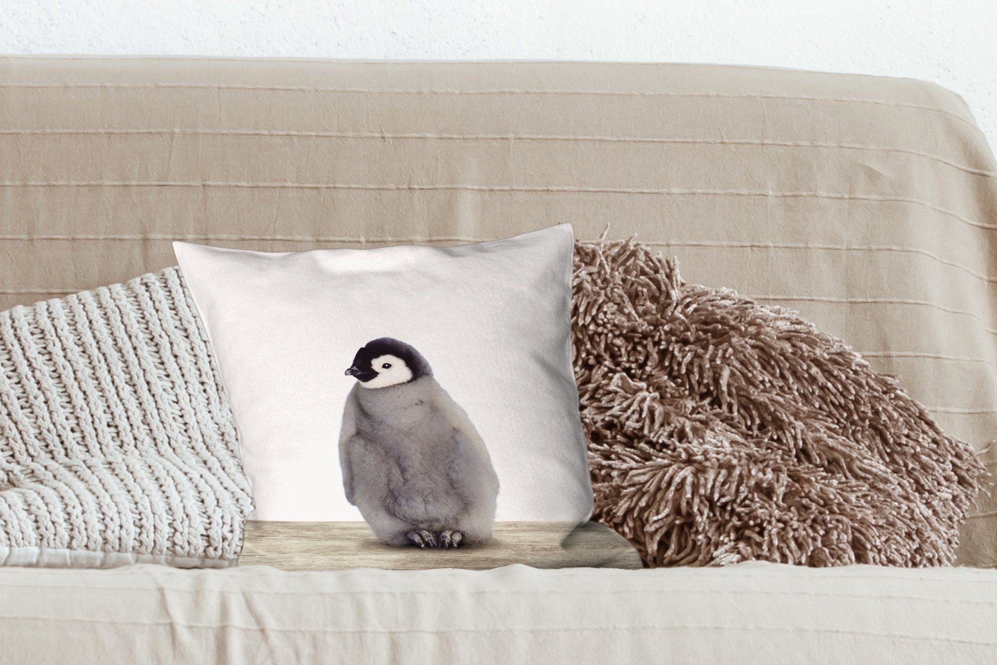Tiere Sofakissen - Pinguin Schlafzimmer, - Baby, Füllung Zierkissen Dekokissen für Deko, Wohzimmer, MuchoWow mit