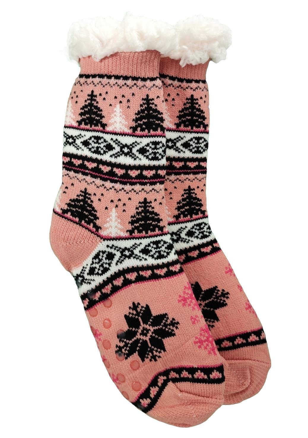 EloModa Kuschelsocken Hüttensocken Kuschelsocken Anti Rutsch Socke, Winter Hausschuhe Socken (1-Paar)