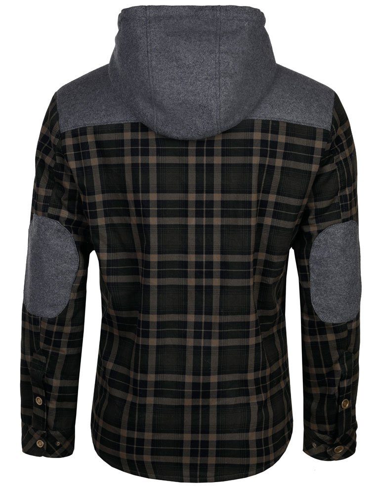 Piz Palü Winterjacke Herren "Tacherting" mit Kapuze, Olivgrün Karomuster und Teddyfell (1-St)