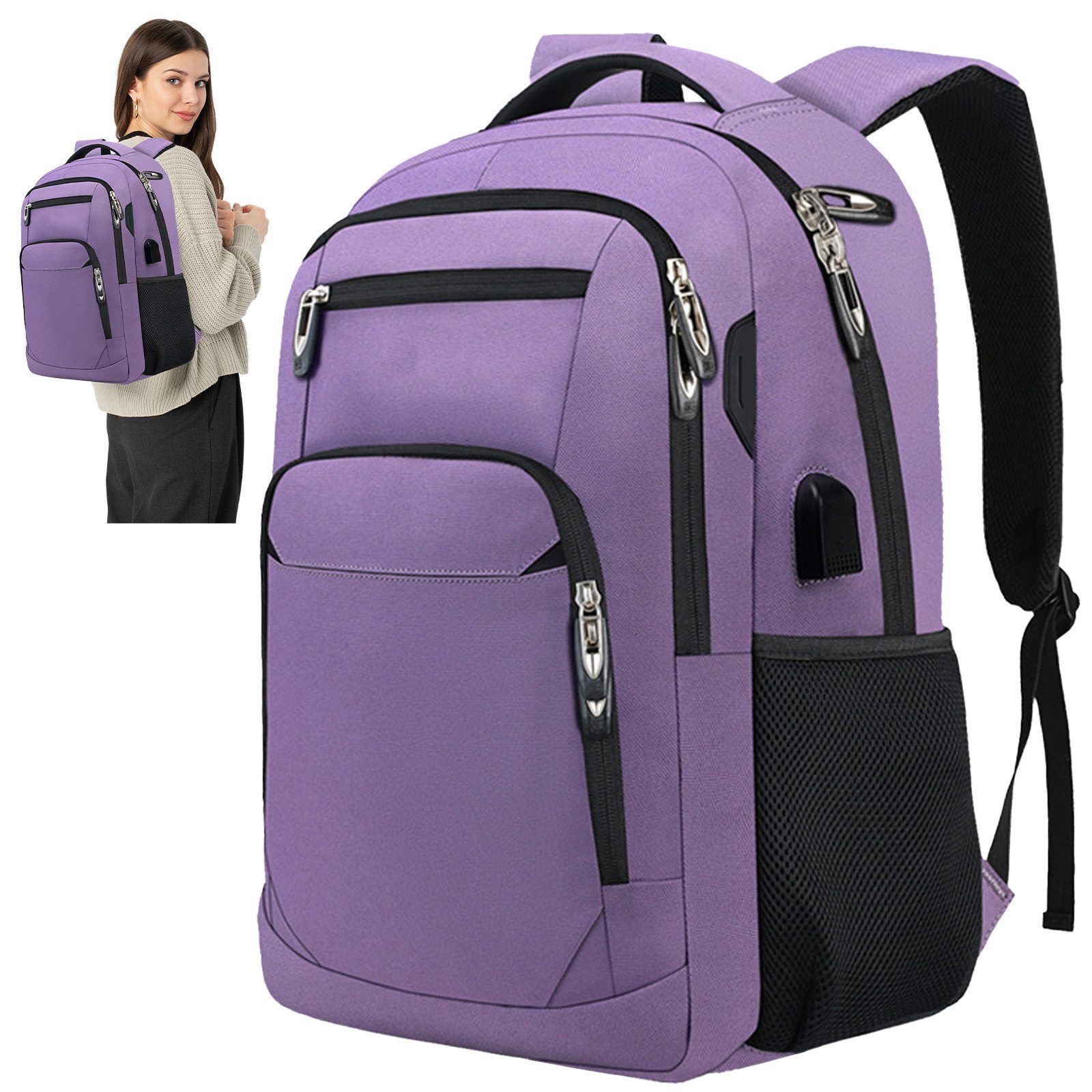 OKWISH Laptoprucksack Laptop Rucksäcke Schulrucksack Wasserbeständig Laptoptasche (Uni Tasche Businessrucksack Sportrucksack, Anti-Diebstahl, Backpack mit Laptopfach, mit USB-Anschluss), Herren Damen Jungen Teenager Arbeit Business Freizeit Reisen