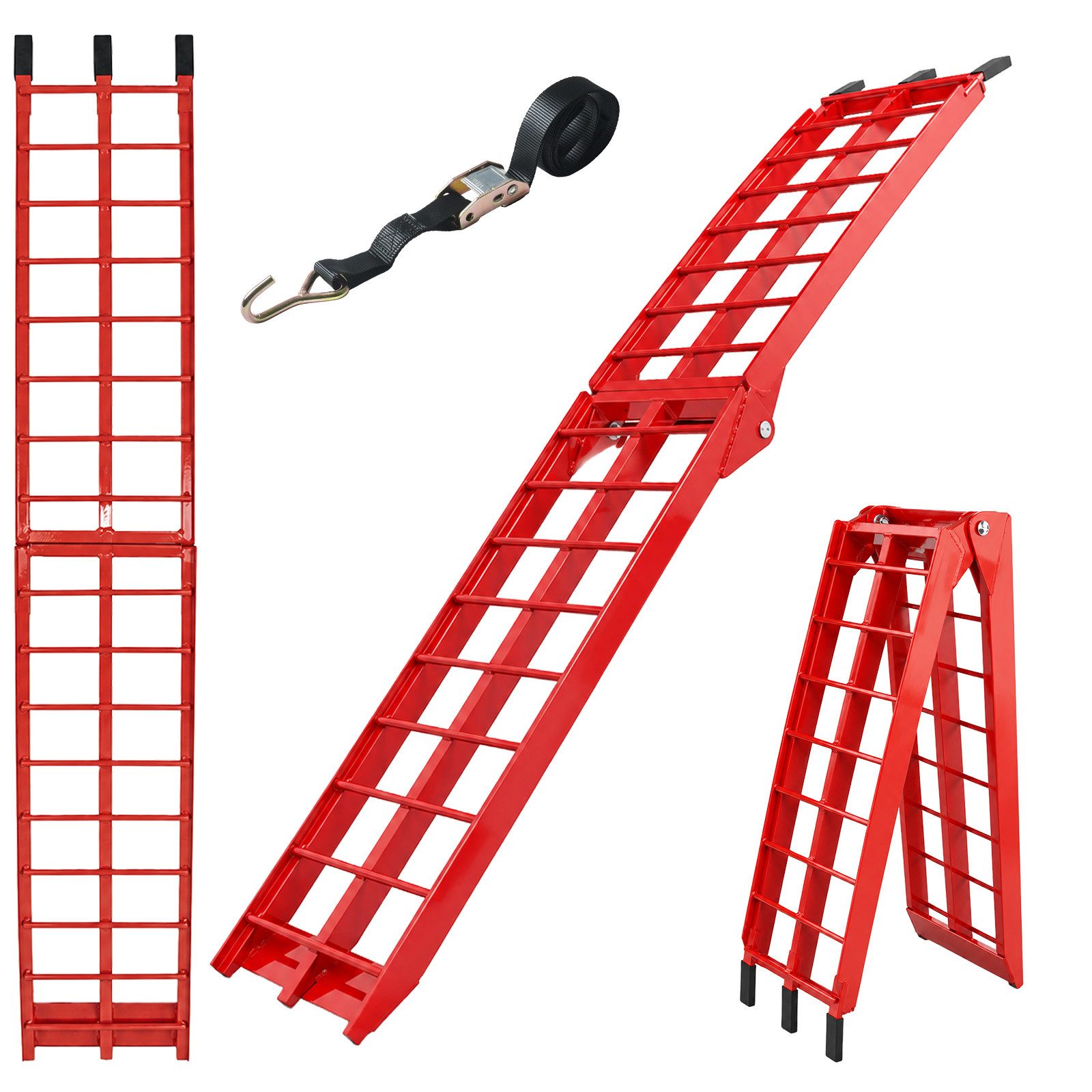 TRUTZHOLM Auffahrrampe klappbar 180 cm Traglast 340 kg Alu rot Riffelstab Verladerampe (Stück, 1-St), Riffelstab Verladerampe