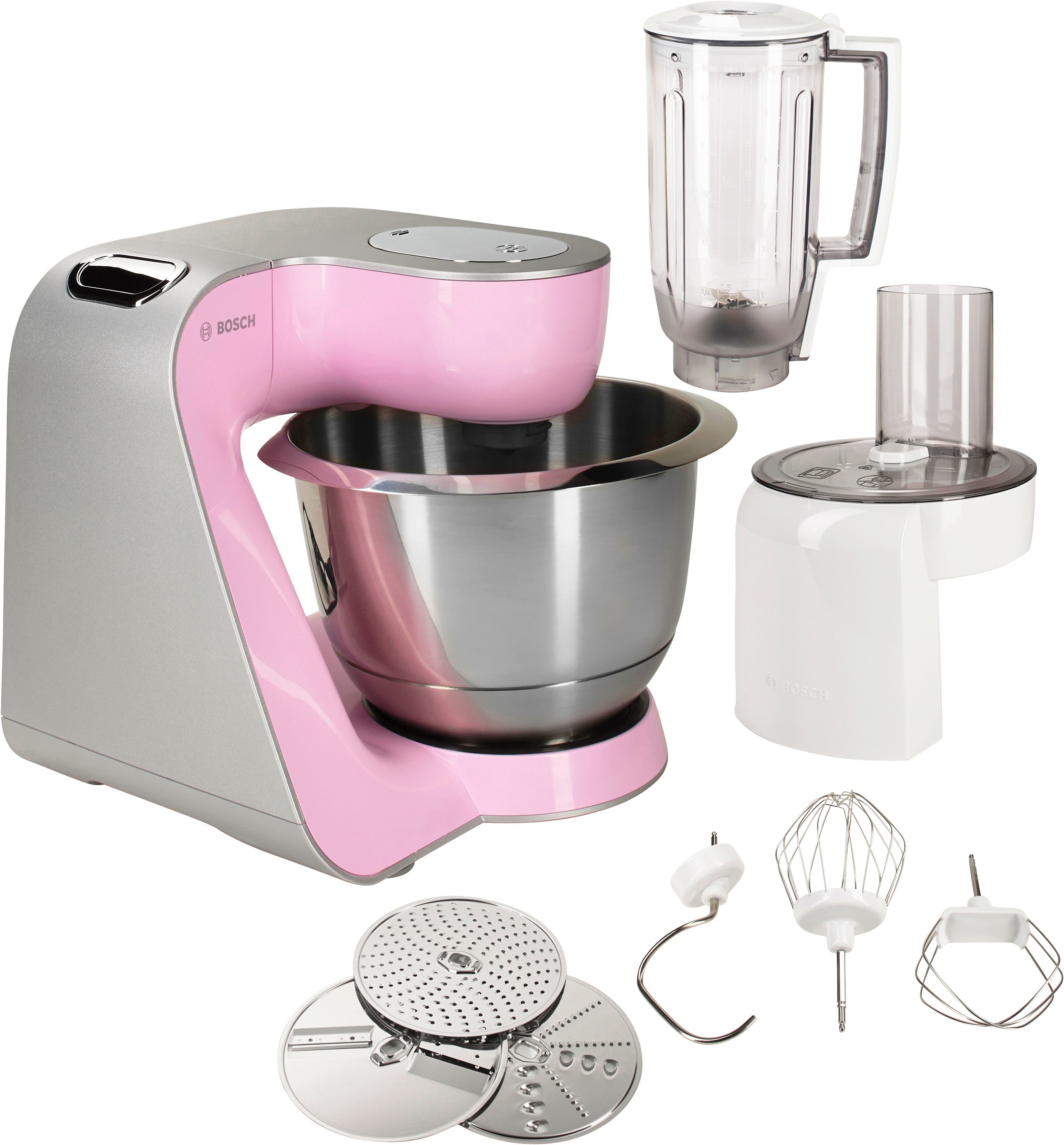 Mixer, Durchlaufschnitzler, 3,9 Mixer-Aufsatz inkl. CreationLine Schüssel, 3 L 1,25 Patisserie-Set, Vielseitiges Zubehör: l BOSCH Scheiben 1000 W, MUM58K20, Durchlaufschnitzler, und Küchenmaschine