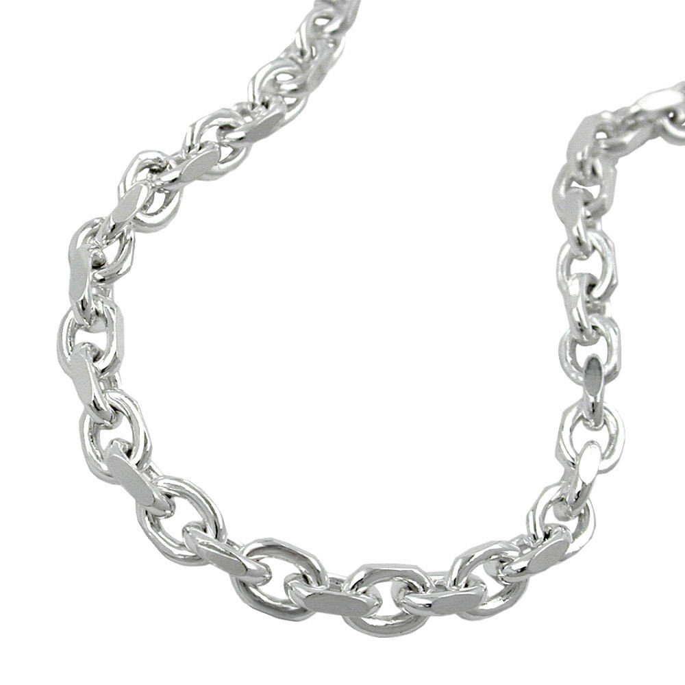 Schmuck Krone Silberkette Ankerkette Collier Kette Halskette diamantiert  echtes 925 Silber 50cm Unisex