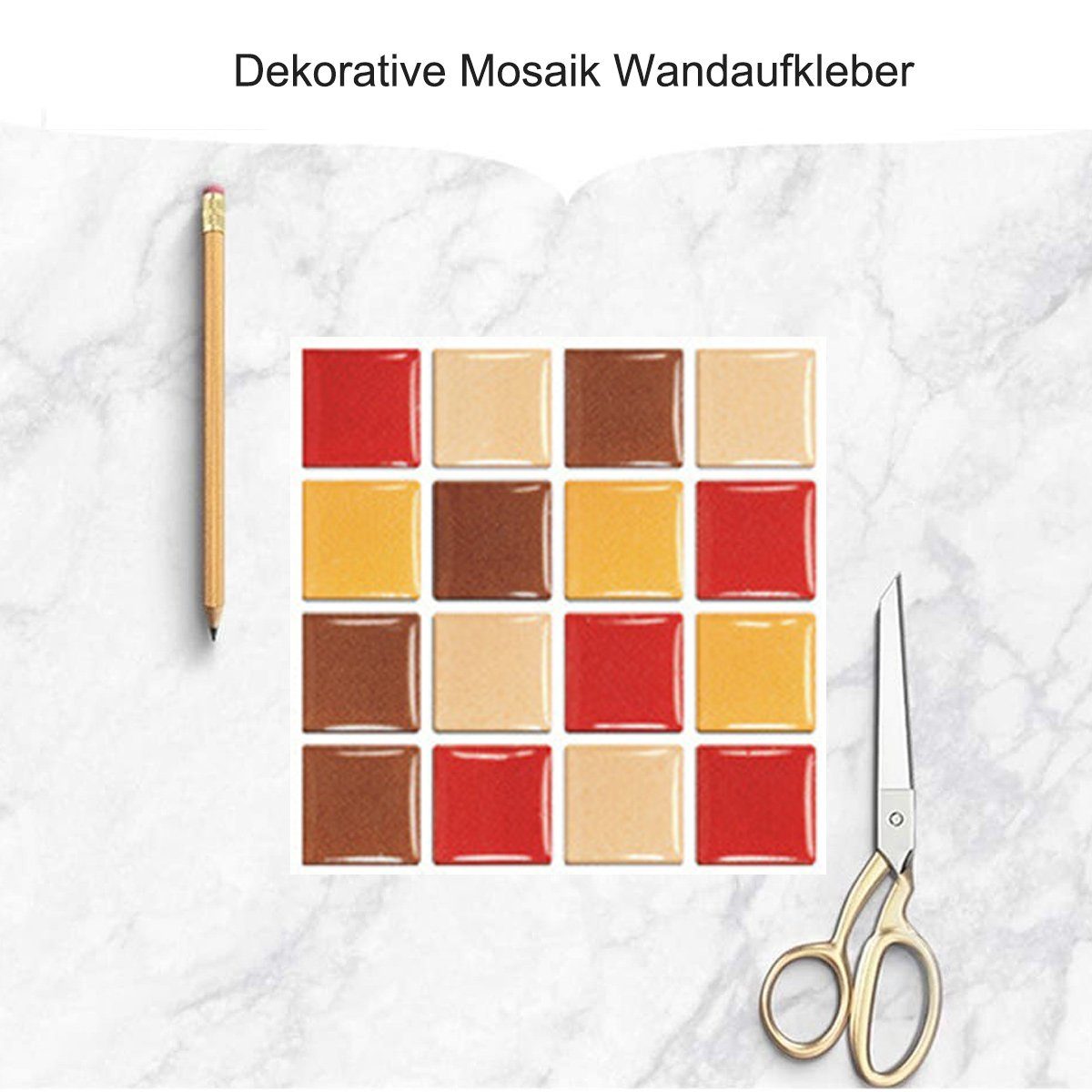 Jormftte Wandtattoo Mosaik Aufkleber,für Wandfliese Küche Bad und Mehrfarbig Fliesenaufkleber 2