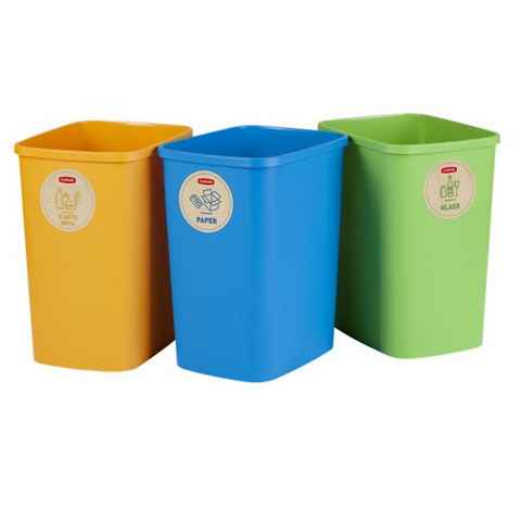 Curver Mülltrennsystem 249841, Eco Friendly 3er-Set Mülltrennungssystem 3x9L