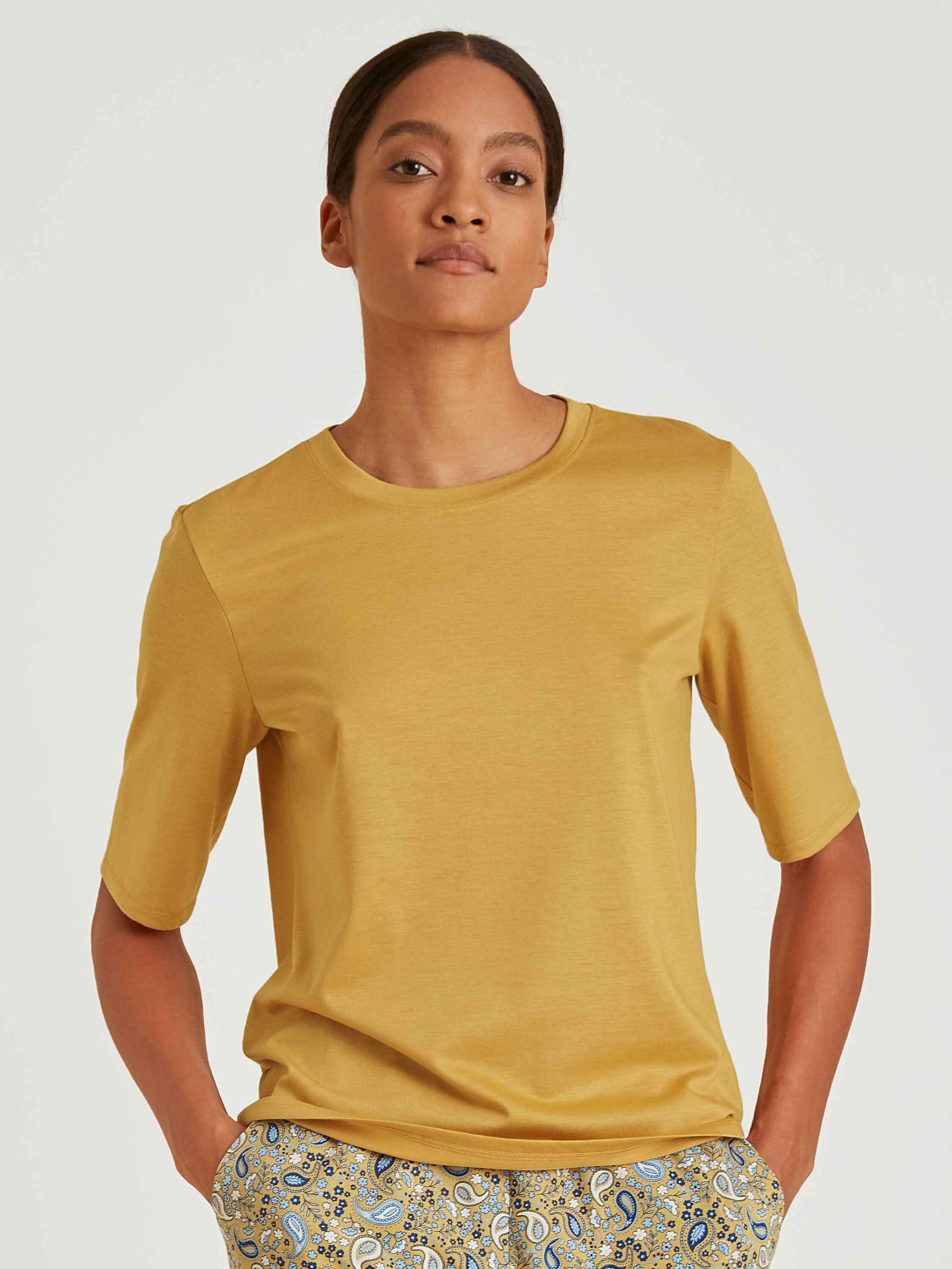 (1-tlg) Kurzarm-Shirt CALIDA yellow Kurzarmshirt sautere