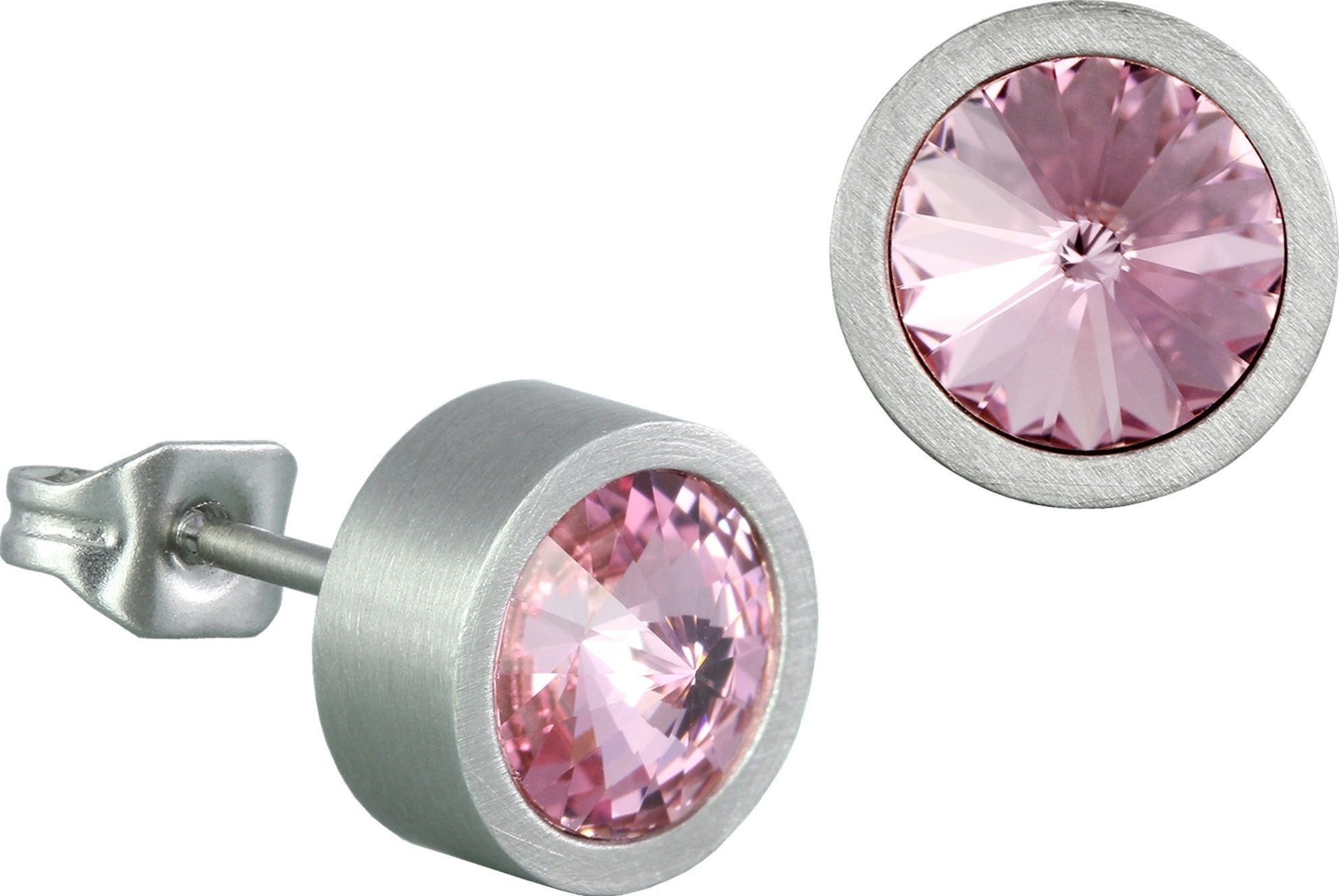 Ohrstecker rosa Edelstahl Damen (Stainless Amello silber, Amello aus Ohrstecker Steel), Ohrringe Paar (Ohrstecker), Ohrstecker rund Edelstahl rund