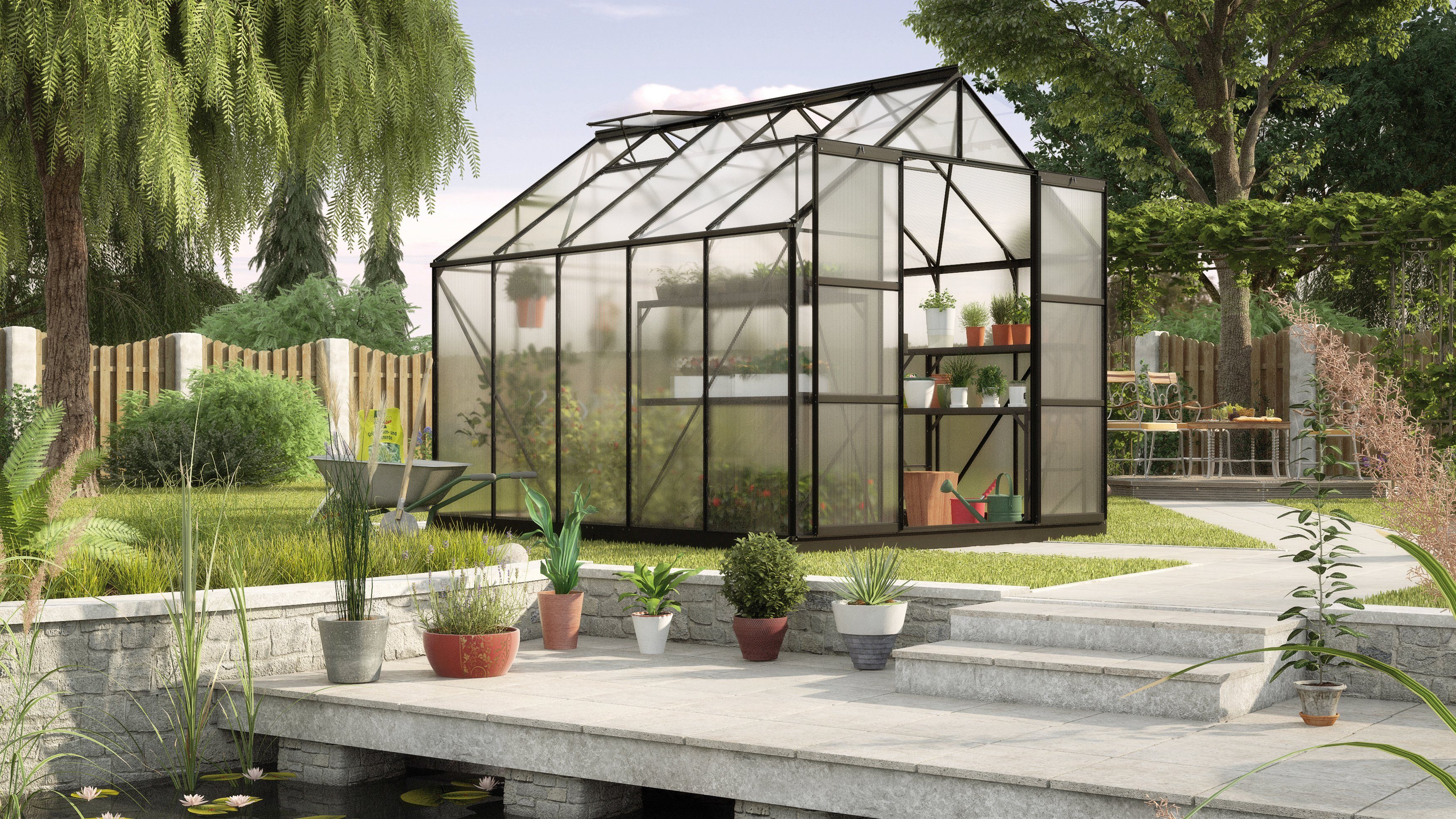 Vitavia Gewächshaus Uranus 8300, BxTxH: 254 x 317 x 246 cm, 3 mm Wandstärke, Set, mit 2-tlg. Zubehör
