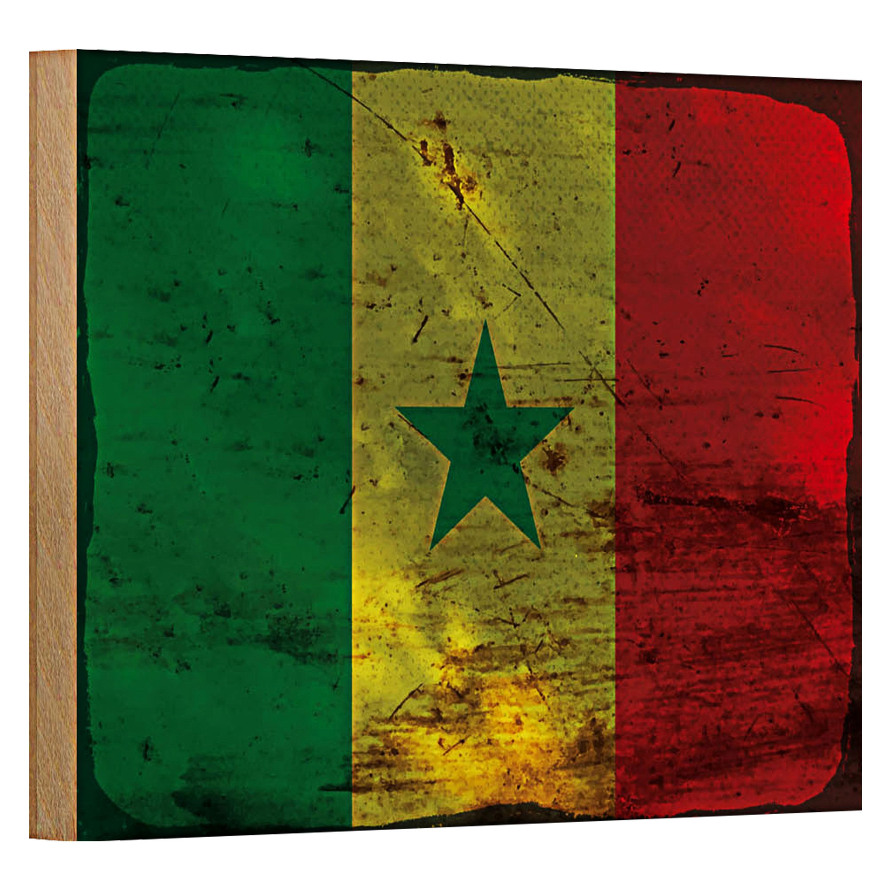 Roomando Holzbild Flagge Senegal 18x12cm Flag of Senegal Rost