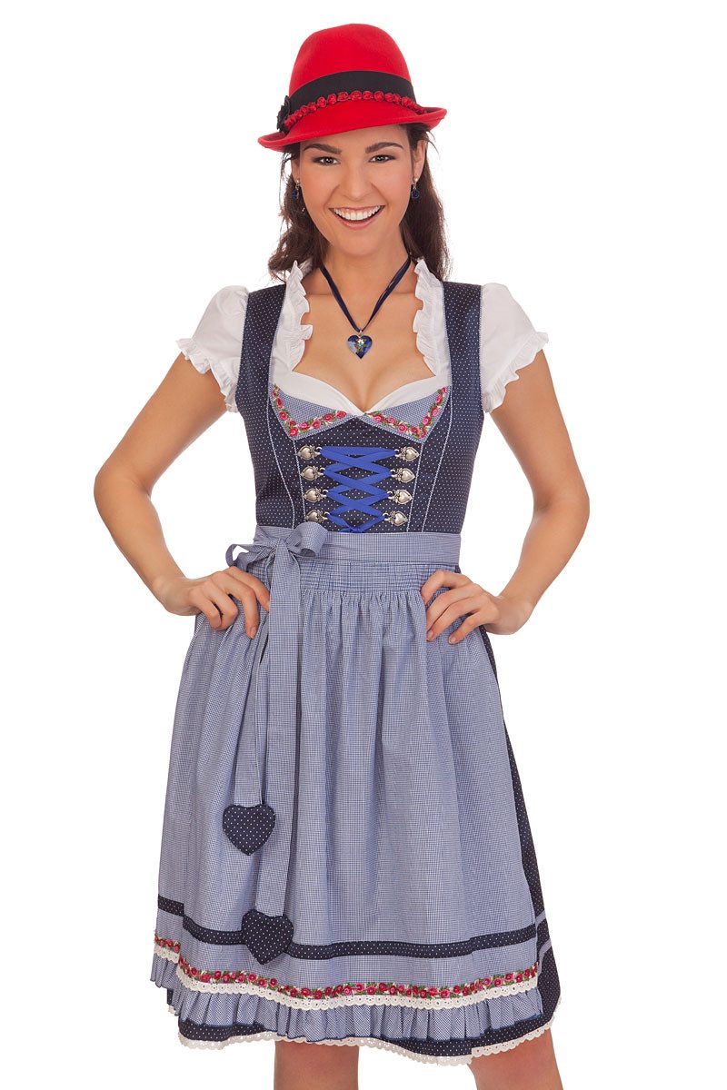 Krüger Madl Dirndl Midi Dirndl 2tlg. - EVELYN - blau