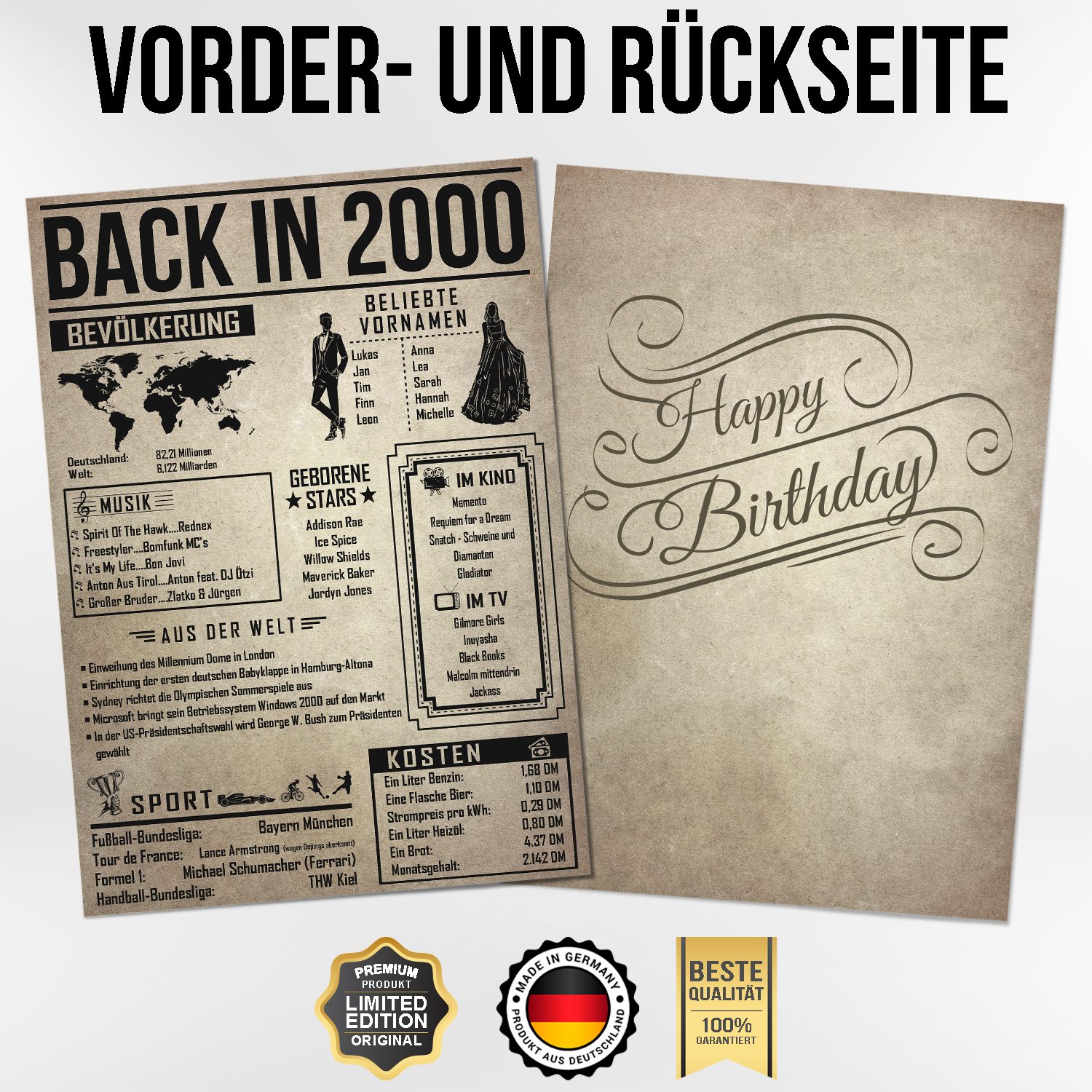Tigerlino Poster Geschenk Männer Frauen, Geburtstag Rückblick Zeitreise Geschenkidee, 26. Geburtstag Jahrgang 2000, Bild – Bild 2 von 5