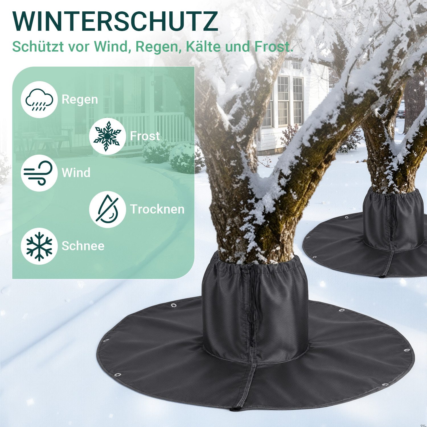 Clanmacy Winterschutzvlies 4er Pflanzen Winterschutz Frostschutzmatte Ø100 cm für Bäume – Bild 3 von 5