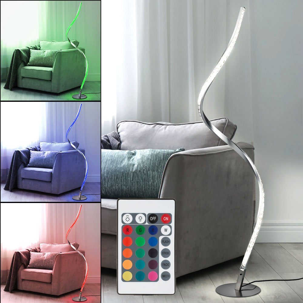 Reality Leuchten LED Stehlampe, LED-Leuchtmittel fest verbaut, Warmweiß, Farbwechsel, RGB LED Steh Lampe Kristall Ess Zimmer Stab Wellen
