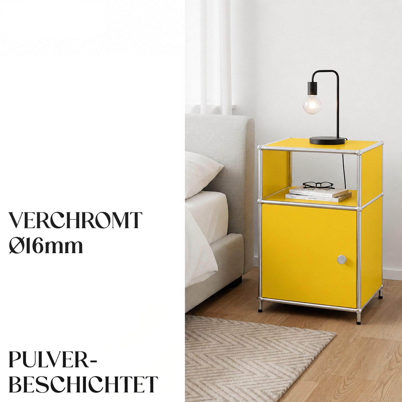 Floordirekt Standregal Concept Epure Metallregal MK-040, 3-stöckiges Regal 40x40x65 cm, mit Tür & Ablage, modernes Regal für Bad, Küche, Schlafzimmer & Büro – Bild 4 von 5