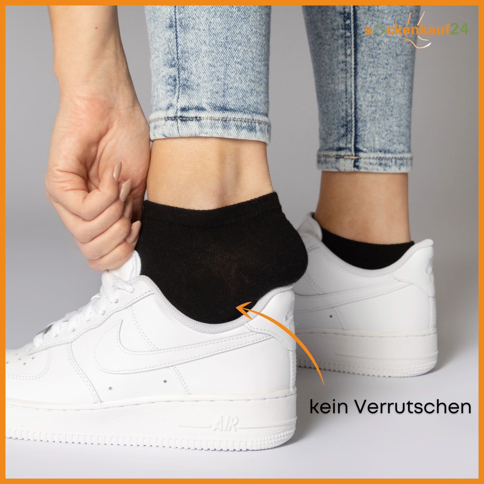 sockenkauf24 Sneakersocken 10, 20, Grau Weiß Paar WP (Schwarz, Baumwolle & Sneaker Socken 16900 30 Herren 10-Paar, 39-42) - Damen Schwarz