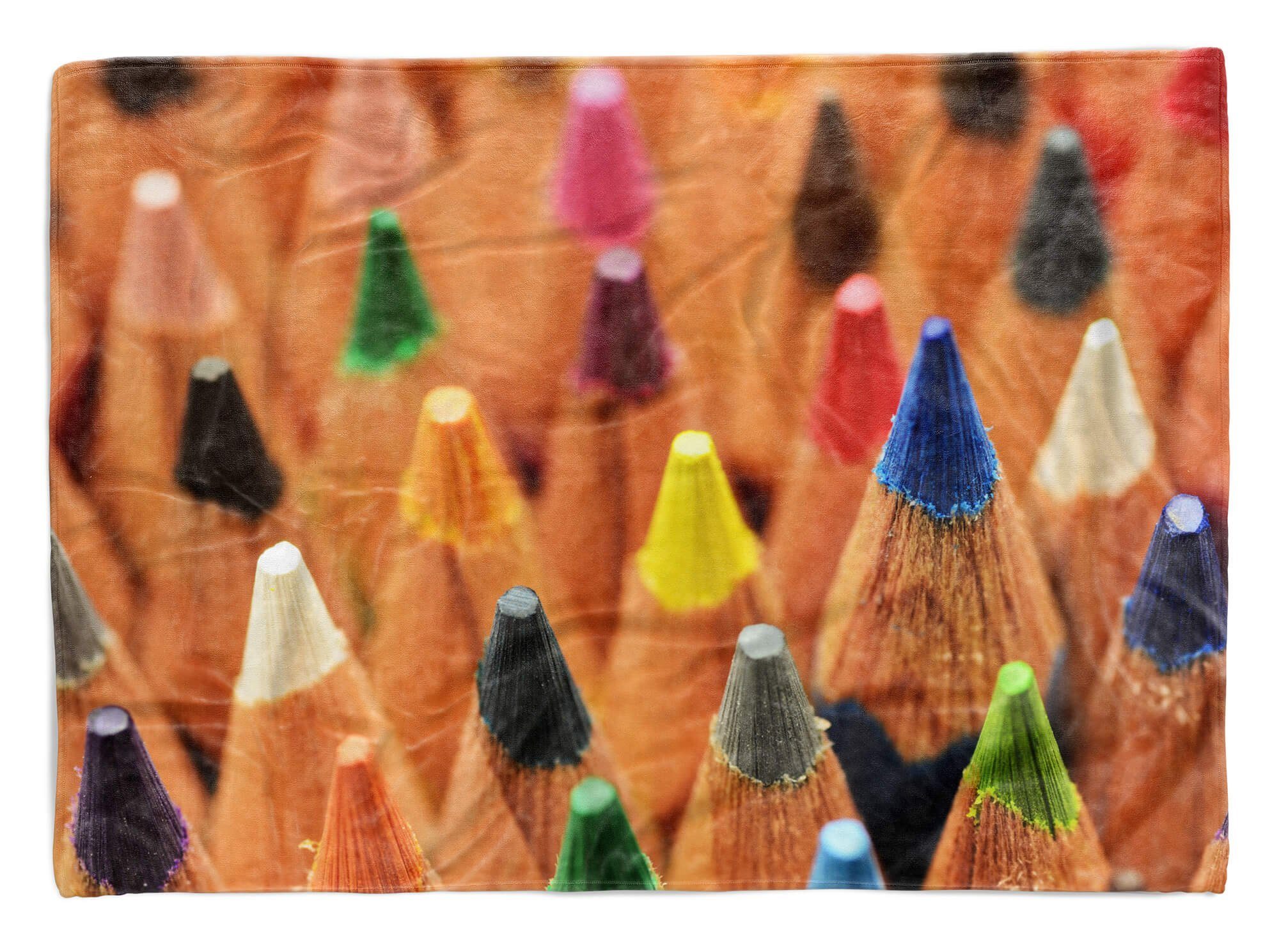 Art Strandhandtuch Baumwolle-Polyester-Mix Kuscheldecke Handtuch Fotomotiv Sinus Handtuch Farben, (1-St), Buntstifte Handtücher Saunatuch mit
