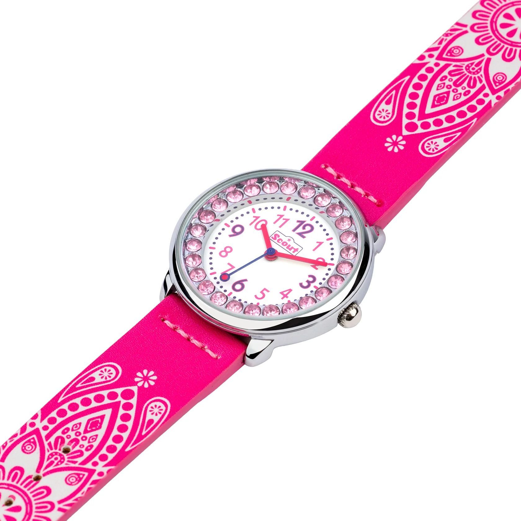 Scout Quarzuhr Kinderuhr 164000045 Rosa Glitzersteine Kunstlederband 30 mm