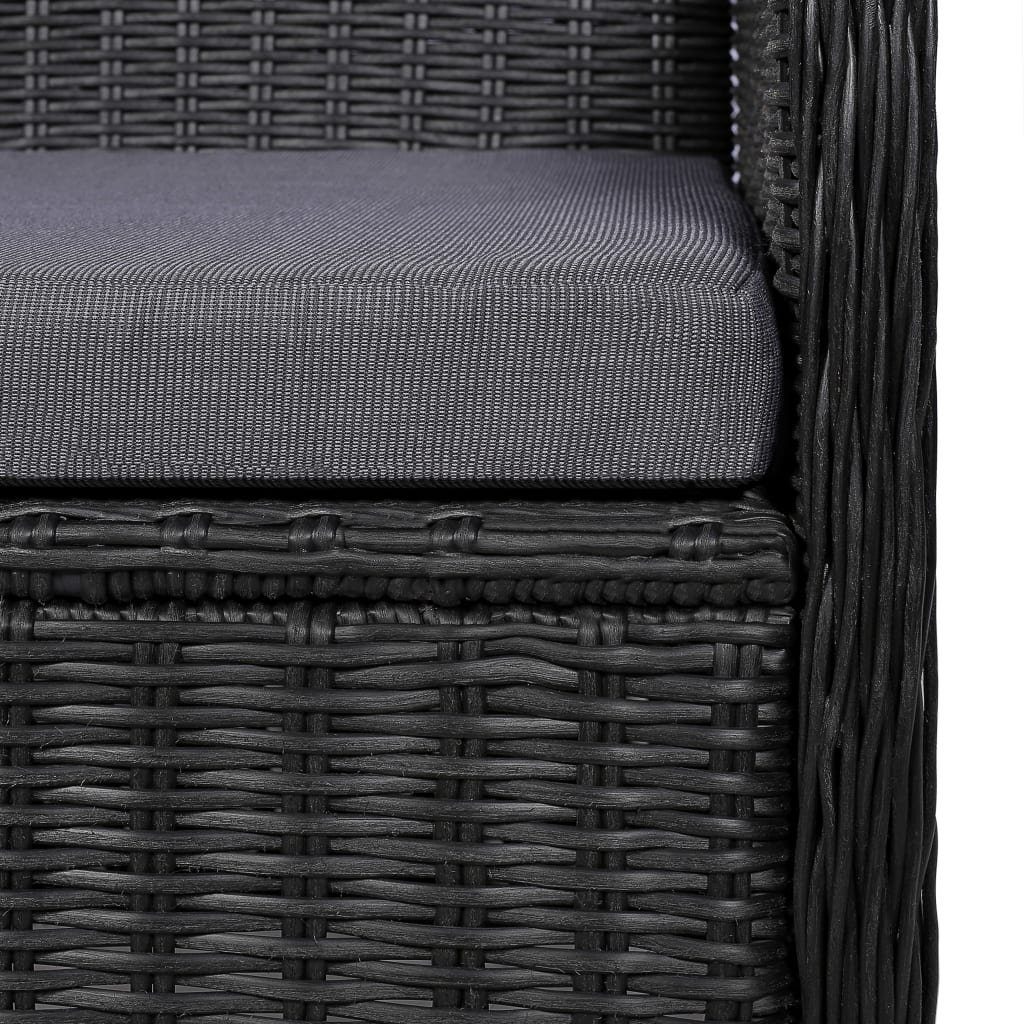 St) Rattan vidaXL Schwarz 2 Stk. Polster Gartenstühle Gartenstuhl (2 mit Poly