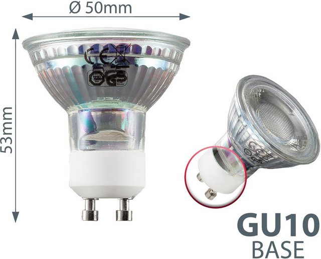B.K.Licht LED-Leuchtmittel, GU10, 10 Stück, Warmweiß, LED Lampe Glüh-Birne Reflektor-Form 5W 400 Lumen 3000K warmweiss-Otto