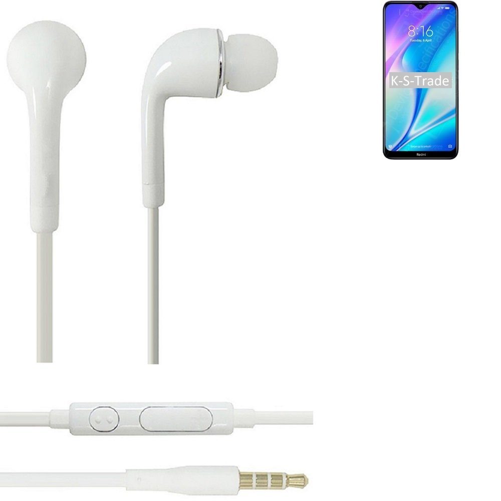 8A K-S-Trade Redmi Xiaomi Mikrofon (Kopfhörer mit In-Ear-Kopfhörer u 3,5mm) Dual für Lautstärkeregler Headset weiß