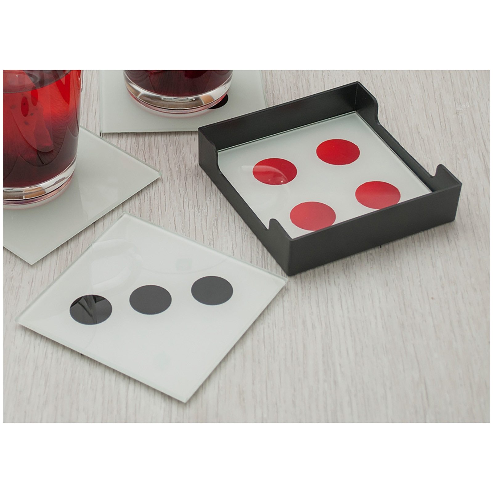 HTI-Line Glasuntersetzer Untersetzer 4-tlg Dice, Zubehör für Gläser und Tassen, Set, 4-tlg., Glasuntersetzer mit rutschfester Unterseite