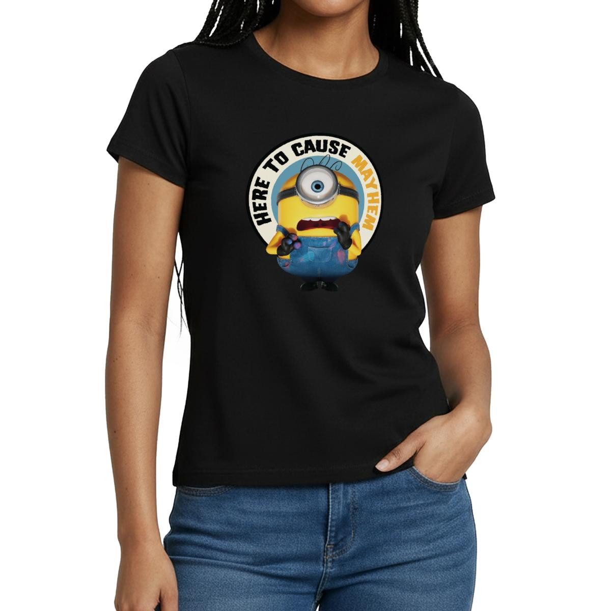 T-Shirt Minions Hier Um Chaos Zu Verursachen Frauen T-Shirt