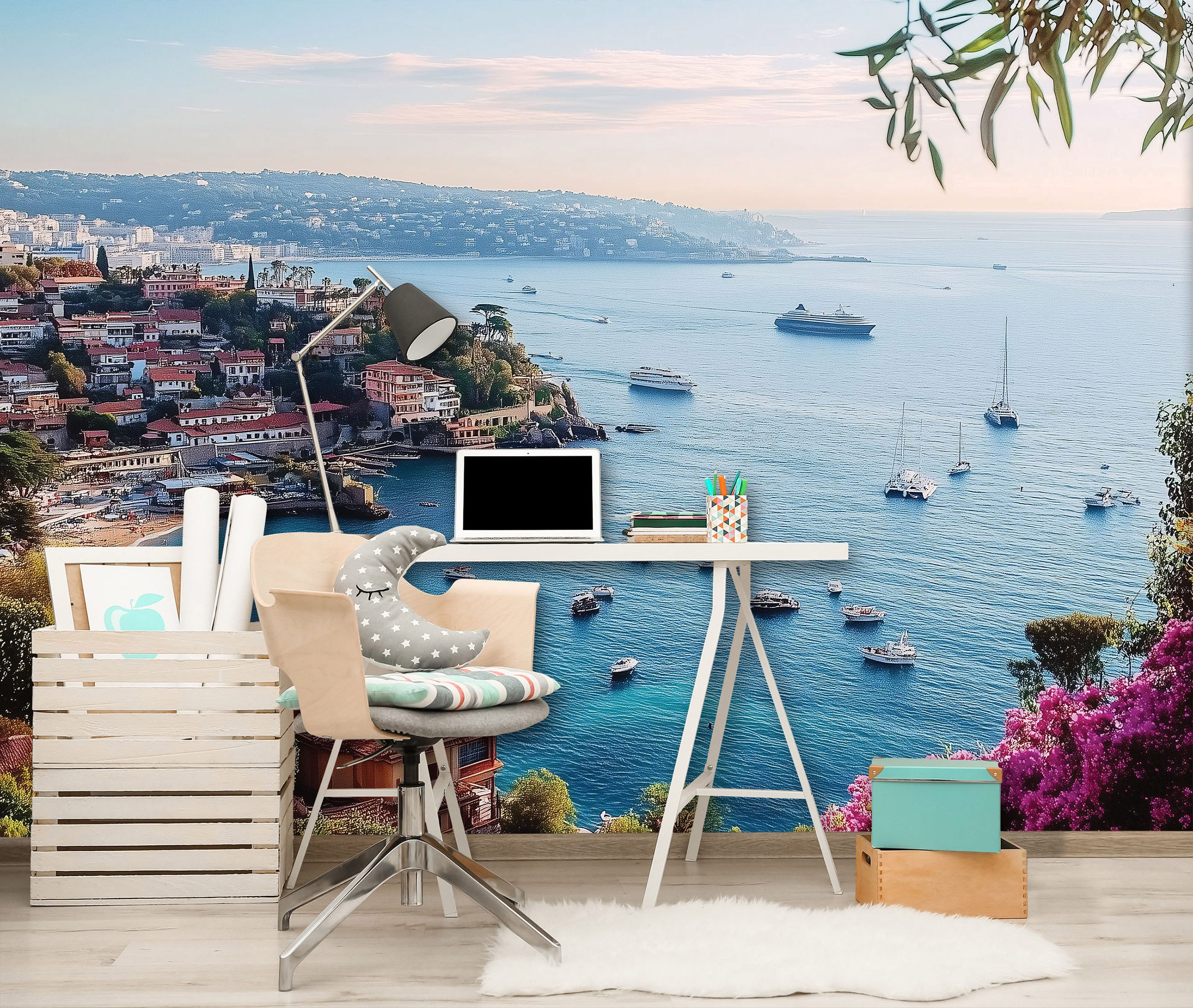 Wallarena Fototapete Meer Stadt - Mehrfarbig - Modern - Vlies - Schlafzimmer, glatt, (2 St), 100x70cm