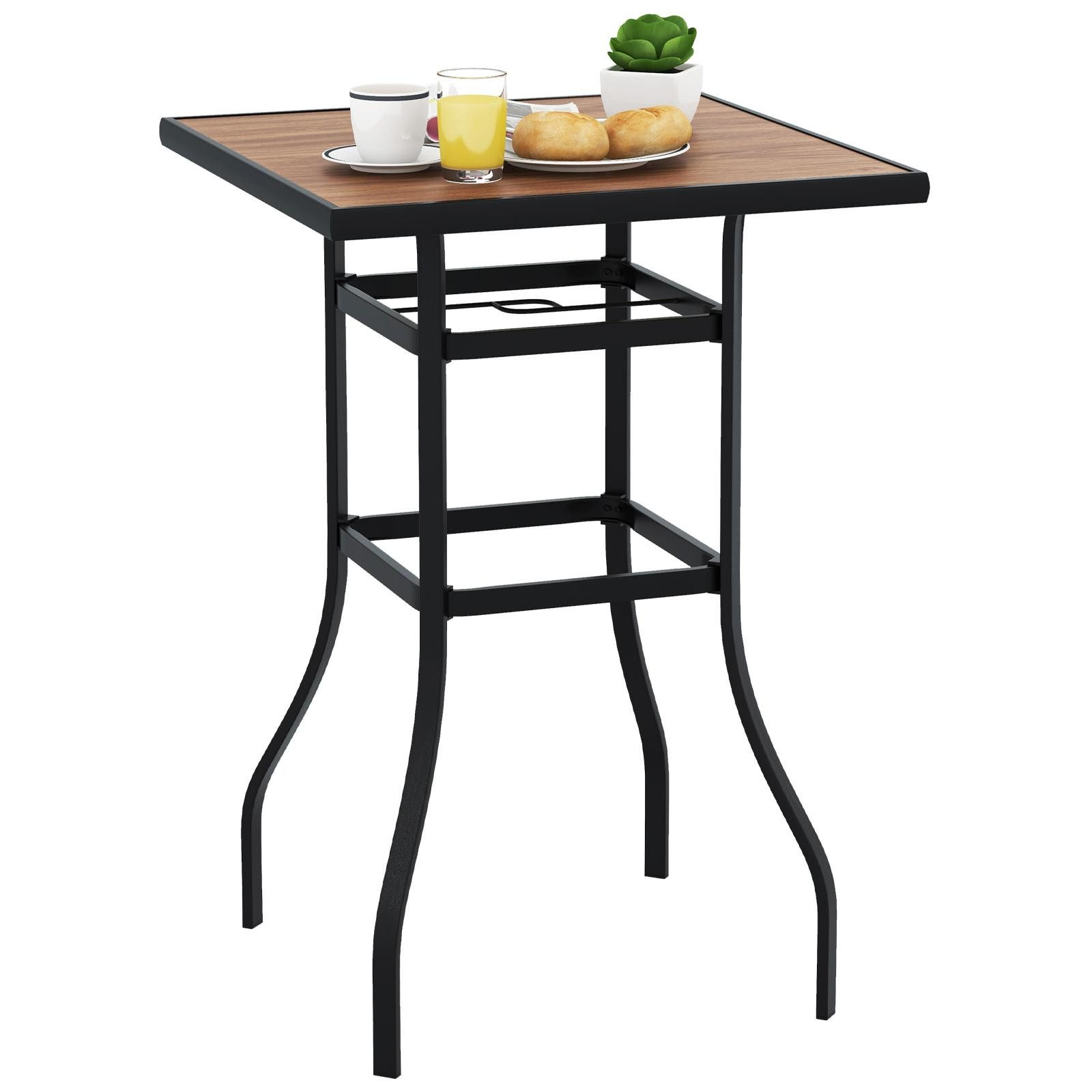 KOMFOTTEU Gartentisch, mit 39mm Schirmloch & Tischplatte in Holzoptik