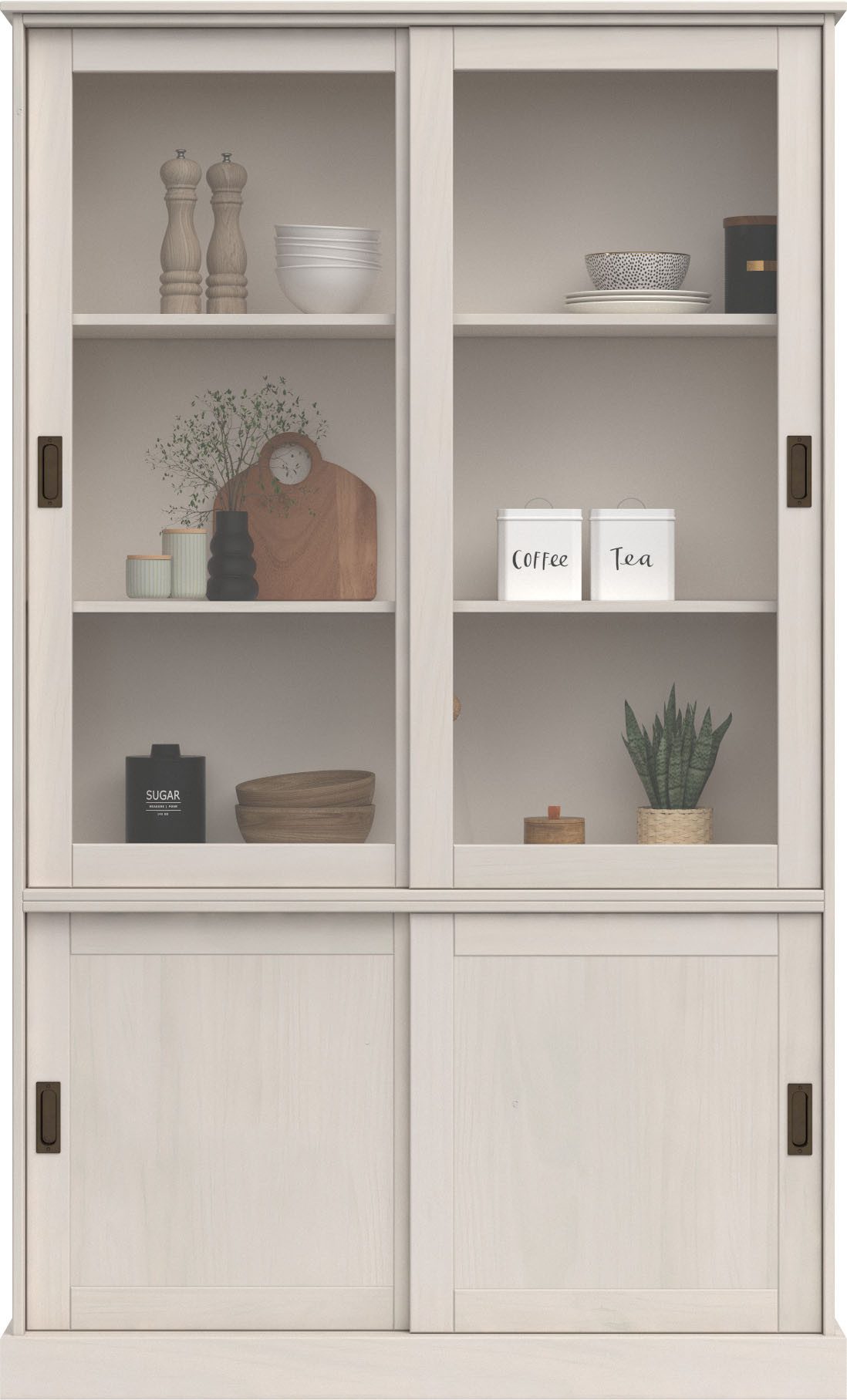 OTTO home Vitrine Schröder mit 2+2 Schiebetüren, aus massivem Kiefernholz, Breite 114 cm – Bild 5 von 5