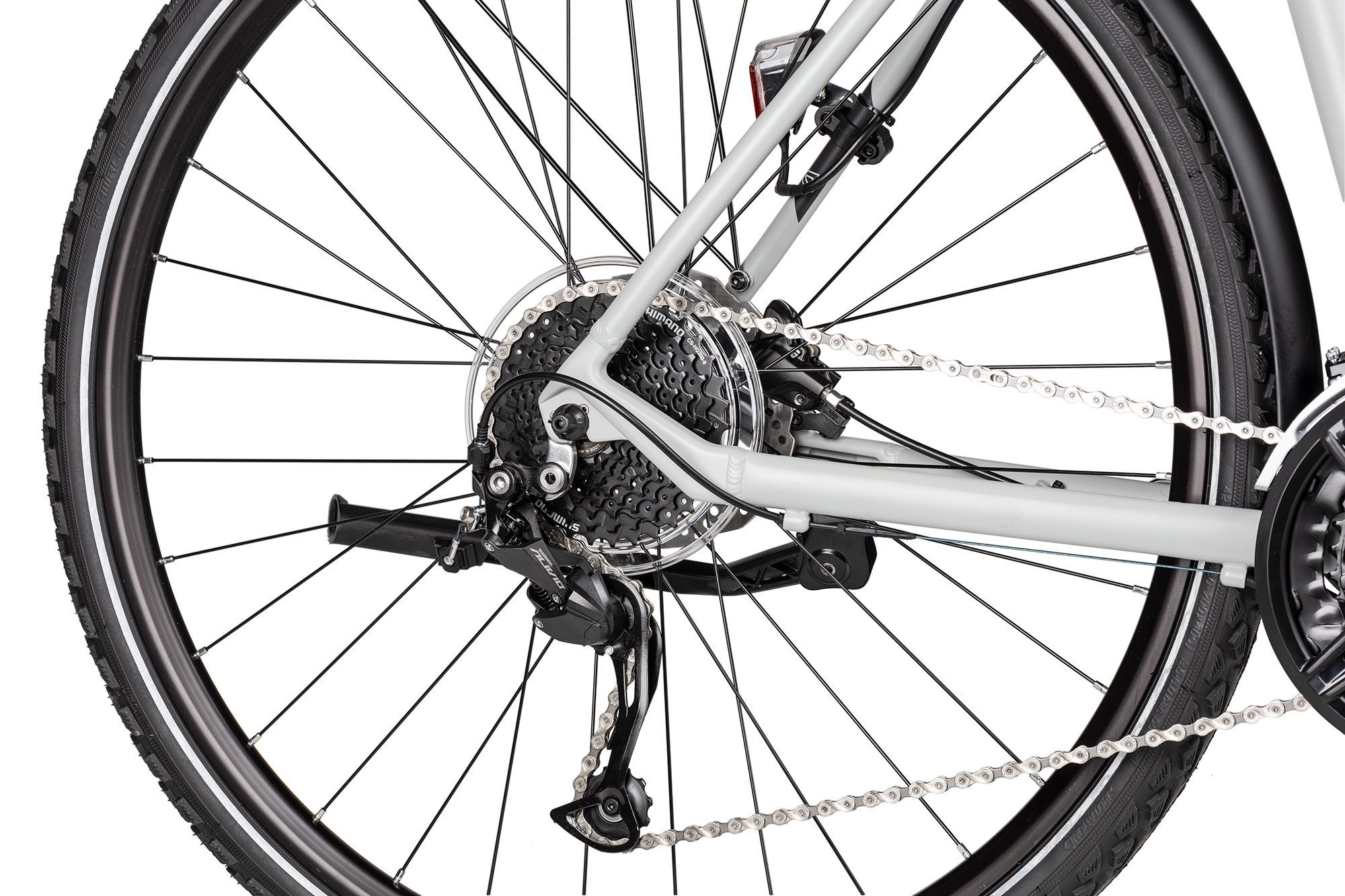 Axess Crossrad VERIS STREET, 27 Gang Shimano RD-Alivio M3100-9 Schaltwerk, Kettenschaltung, Herrenrad 28 Zoll 27-Gang weiß – Bild 5 von 5
