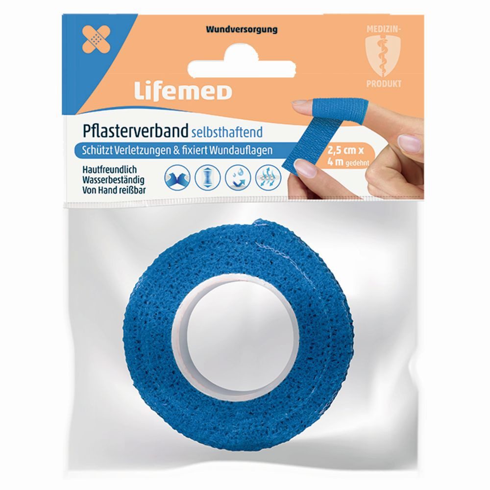 LifeMed Wundpflaster 2x Lifemed Pflasterverband selbstklebender 4 m x 2,5 cm - 2 Stück