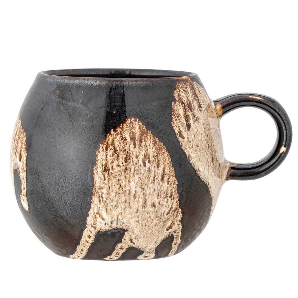 Bloomingville Becher Bloomingville Becher PAULA Schwarz Braun Beige Muster mit Henkel