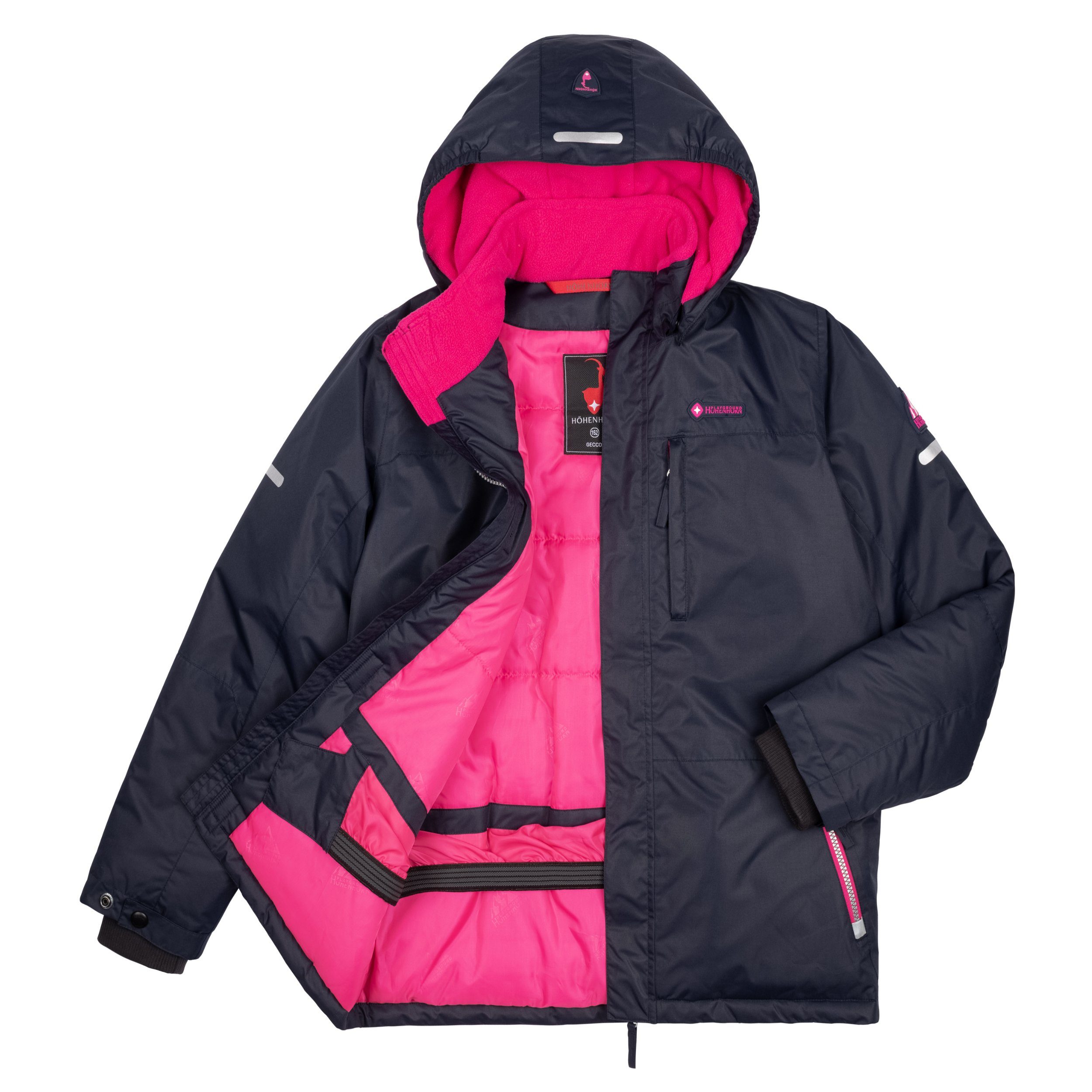 Mädchen Dunkelblau/Pink mit Jacke Winter Jungen Gefüttert Kinder Geccon Winterjacke Höhenhorn Schneefang