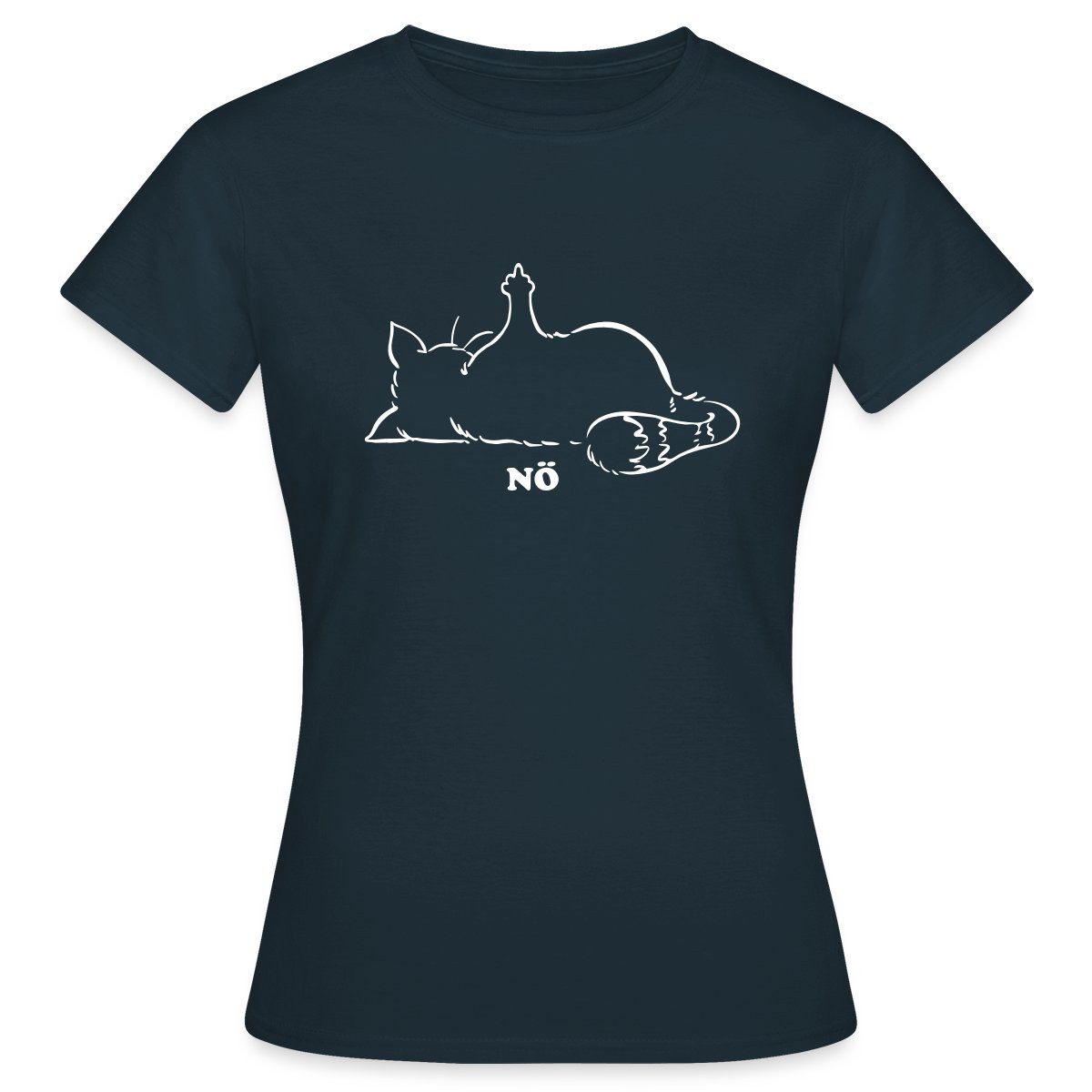 Spreadshirt T-Shirt Katze Nö Neinsager Mittelfinger günstig online kaufen