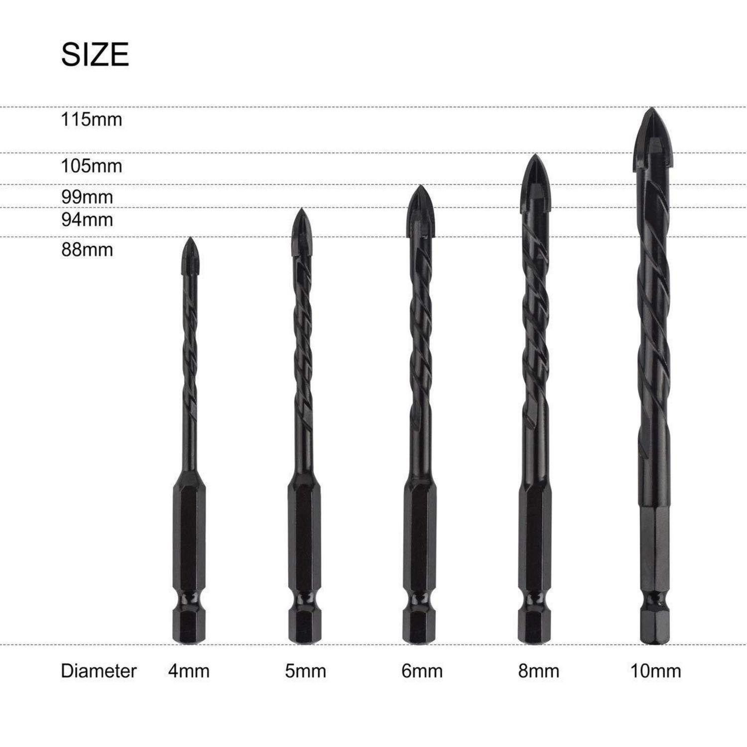 LuxusKollektion Fliesenbohrer Bohrer Bits Wolframkarbid Spiralbohrer Keramik 4,5,6,8,10mm